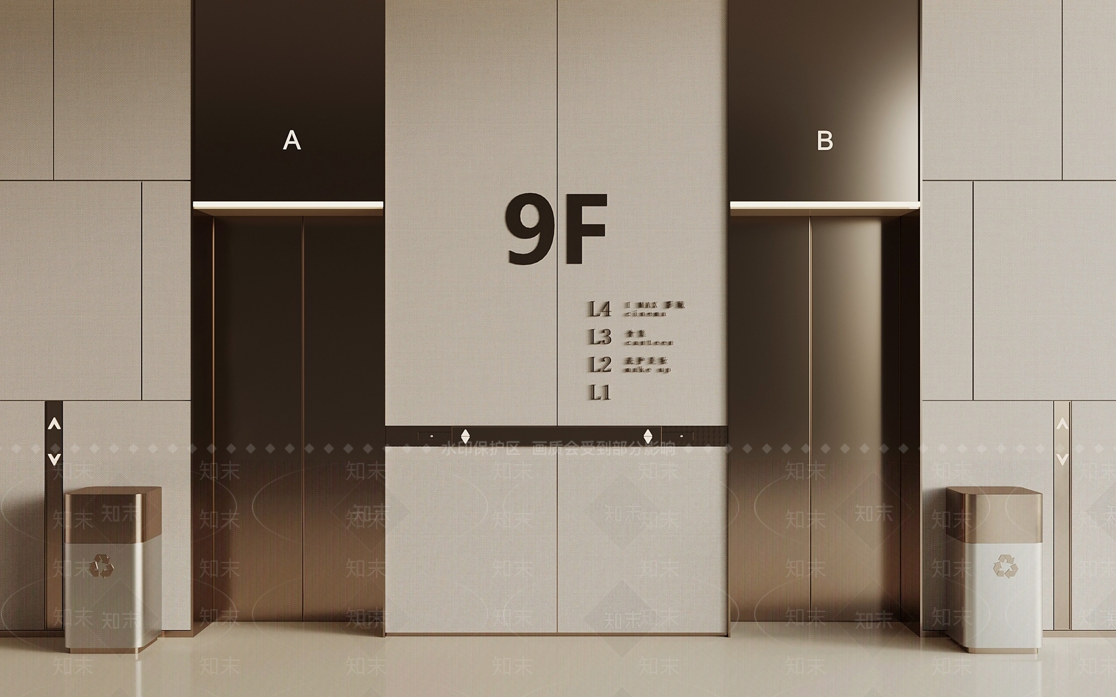 现代电梯间3D模型下载【ID:1197522538】
