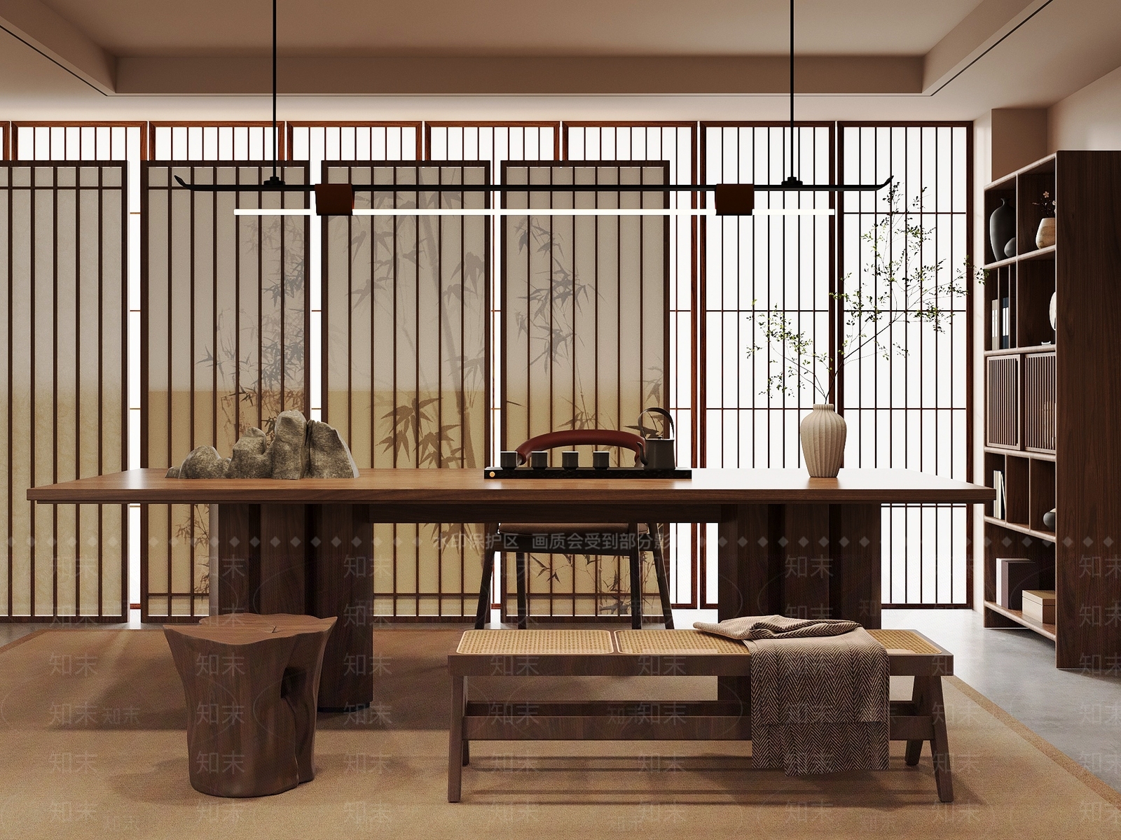 新中式茶室3D模型下载【ID:1197522936】