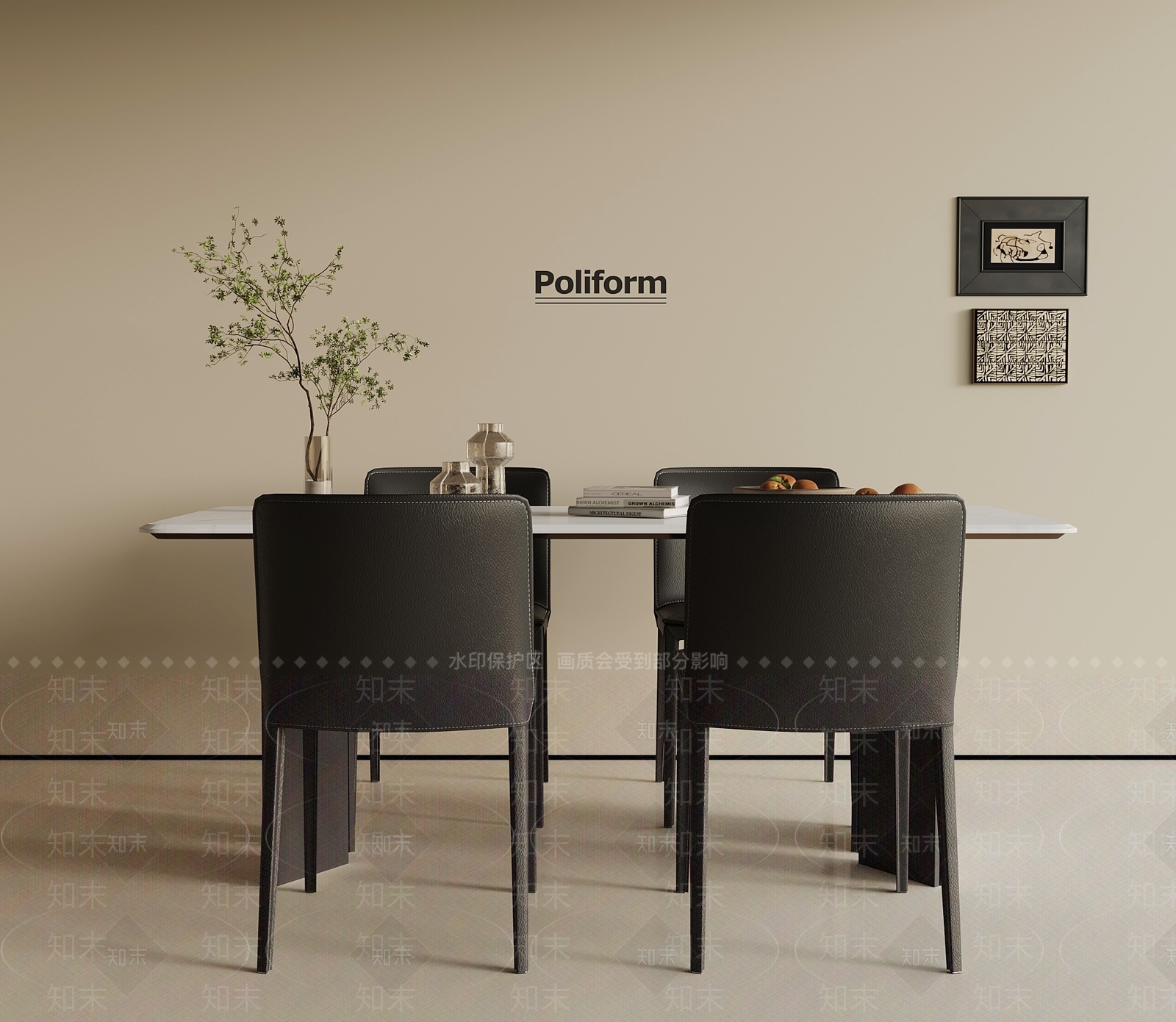 现代意式餐桌椅3D模型下载【ID:1197525739】