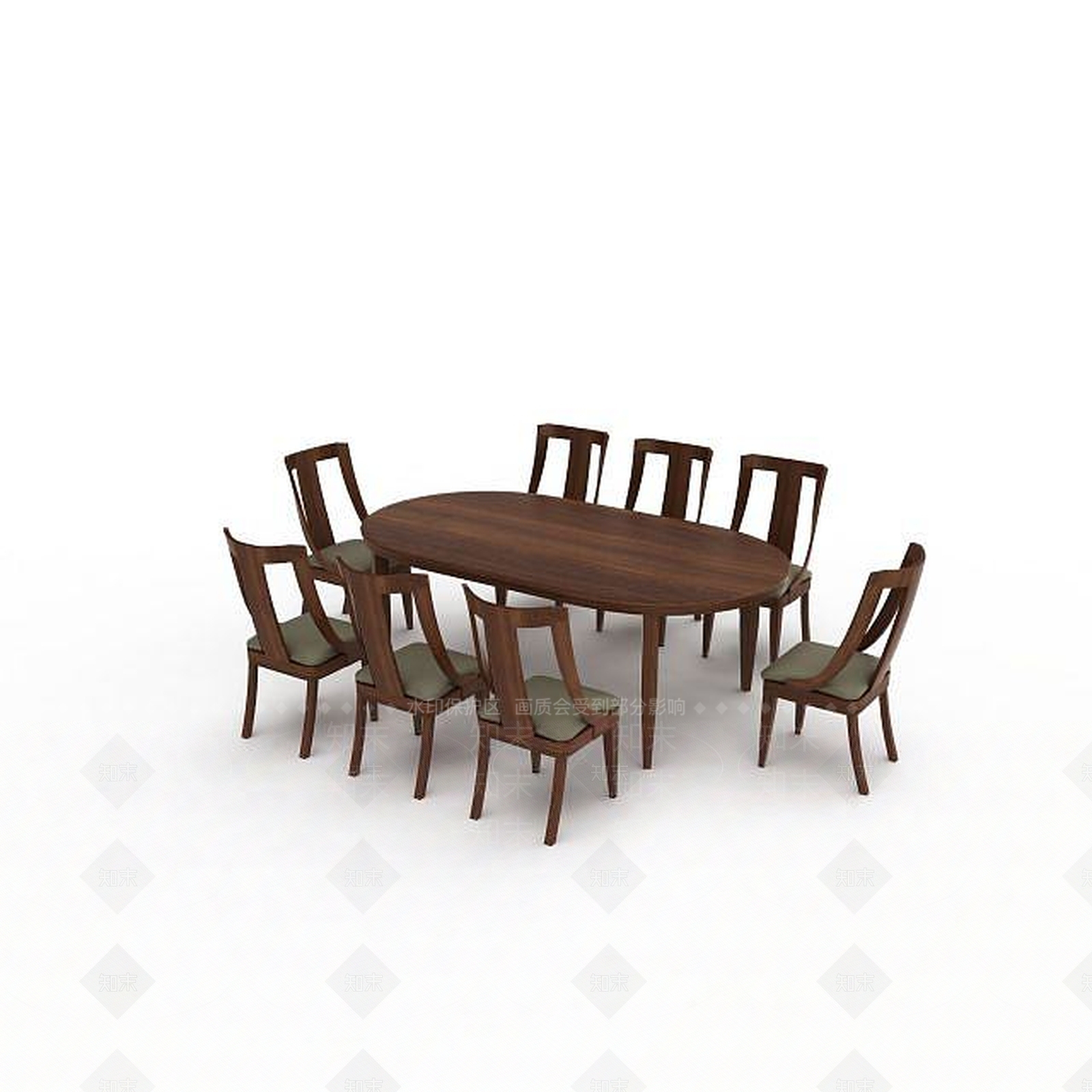现代实木餐桌椅组合3D模型下载【ID:1197532987】