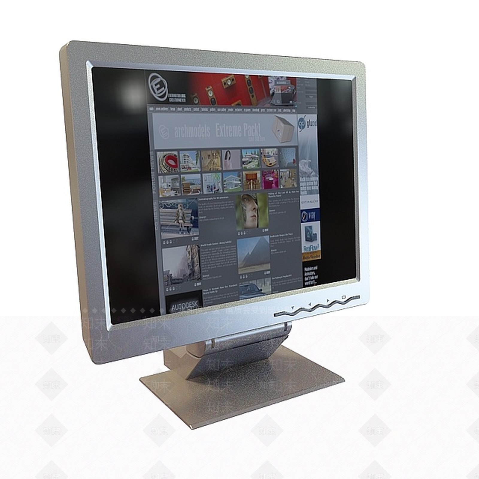 现代方形台式显示器3D模型下载【ID:1197536931】