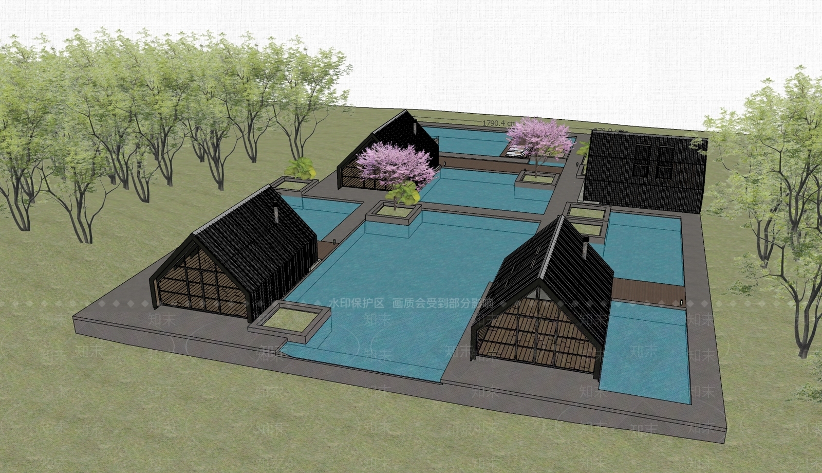 现代酒店建筑SU模型下载【ID:1197537062】