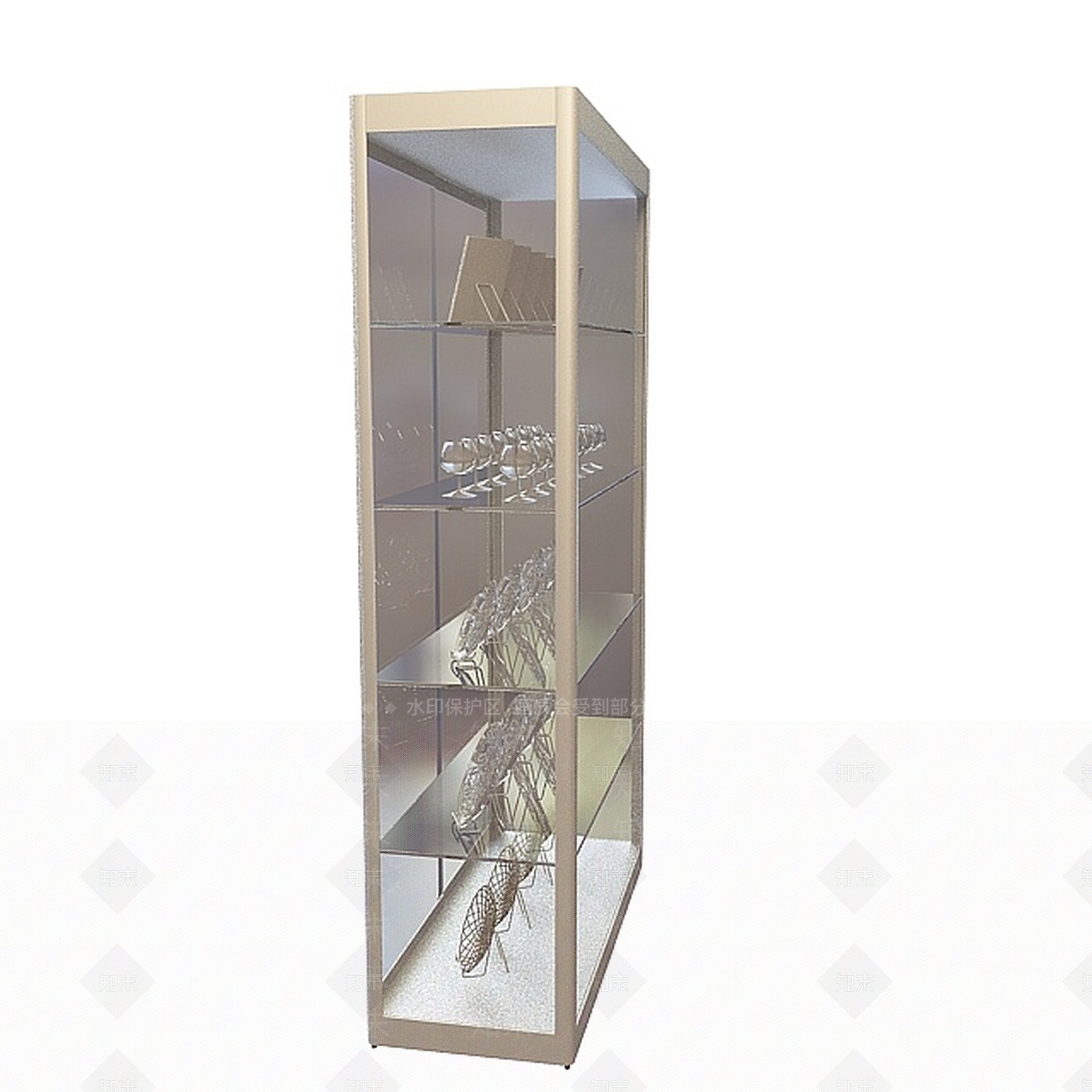 现代超市餐具展柜3D模型下载【ID:1197537893】