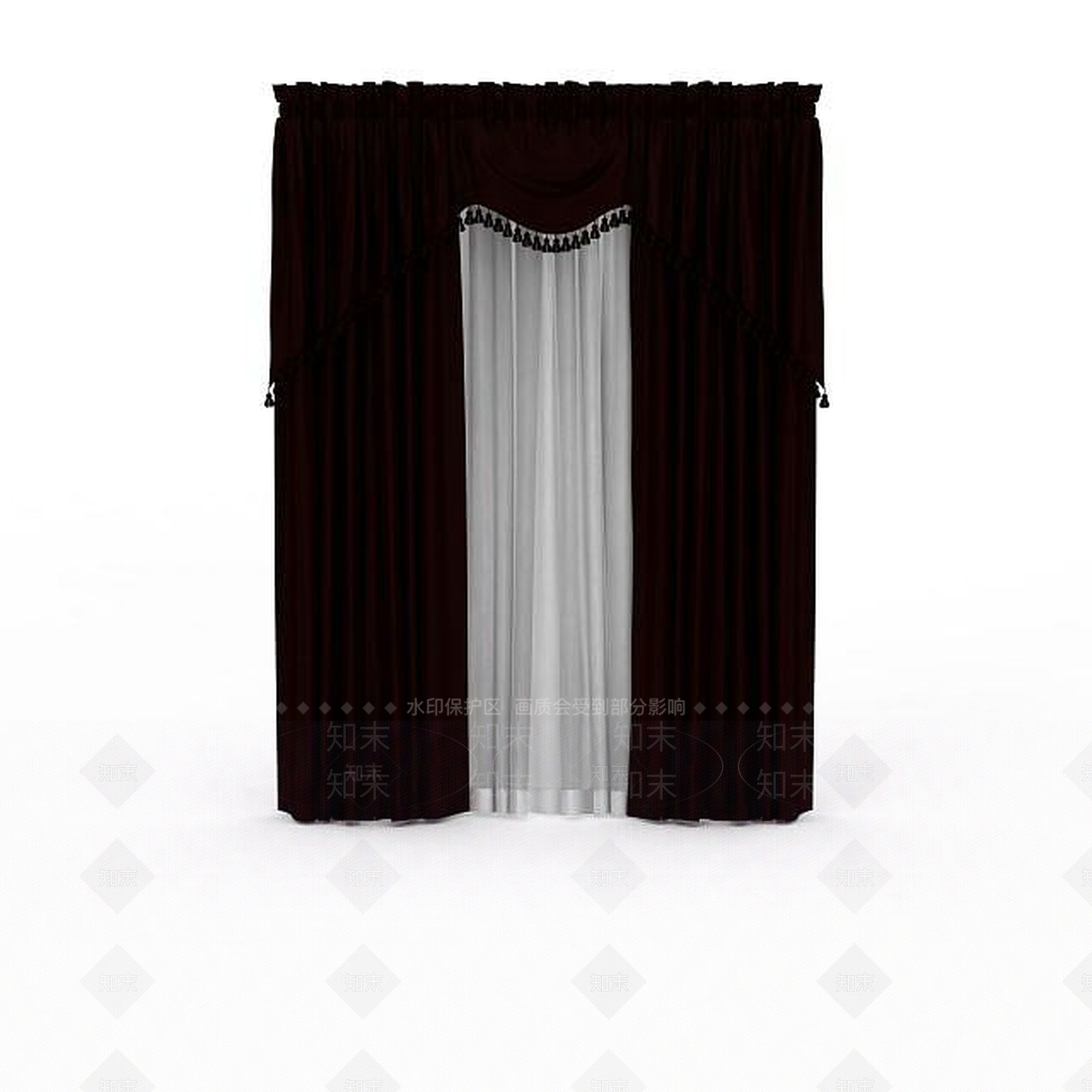 现代室内窗帘3D模型下载【ID:1197540241】