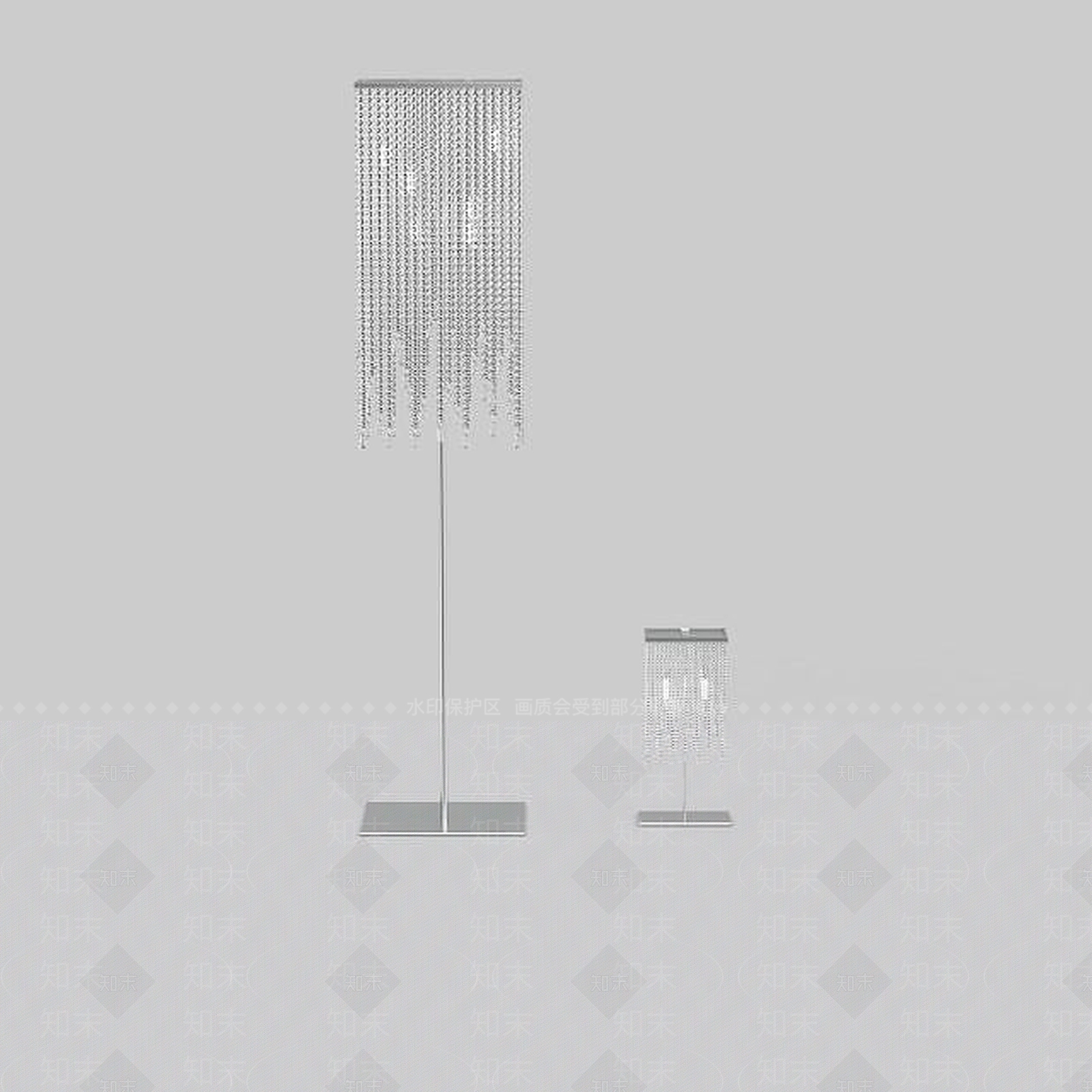 现代时尚水晶流苏落地灯3D模型下载【ID:1197541651】