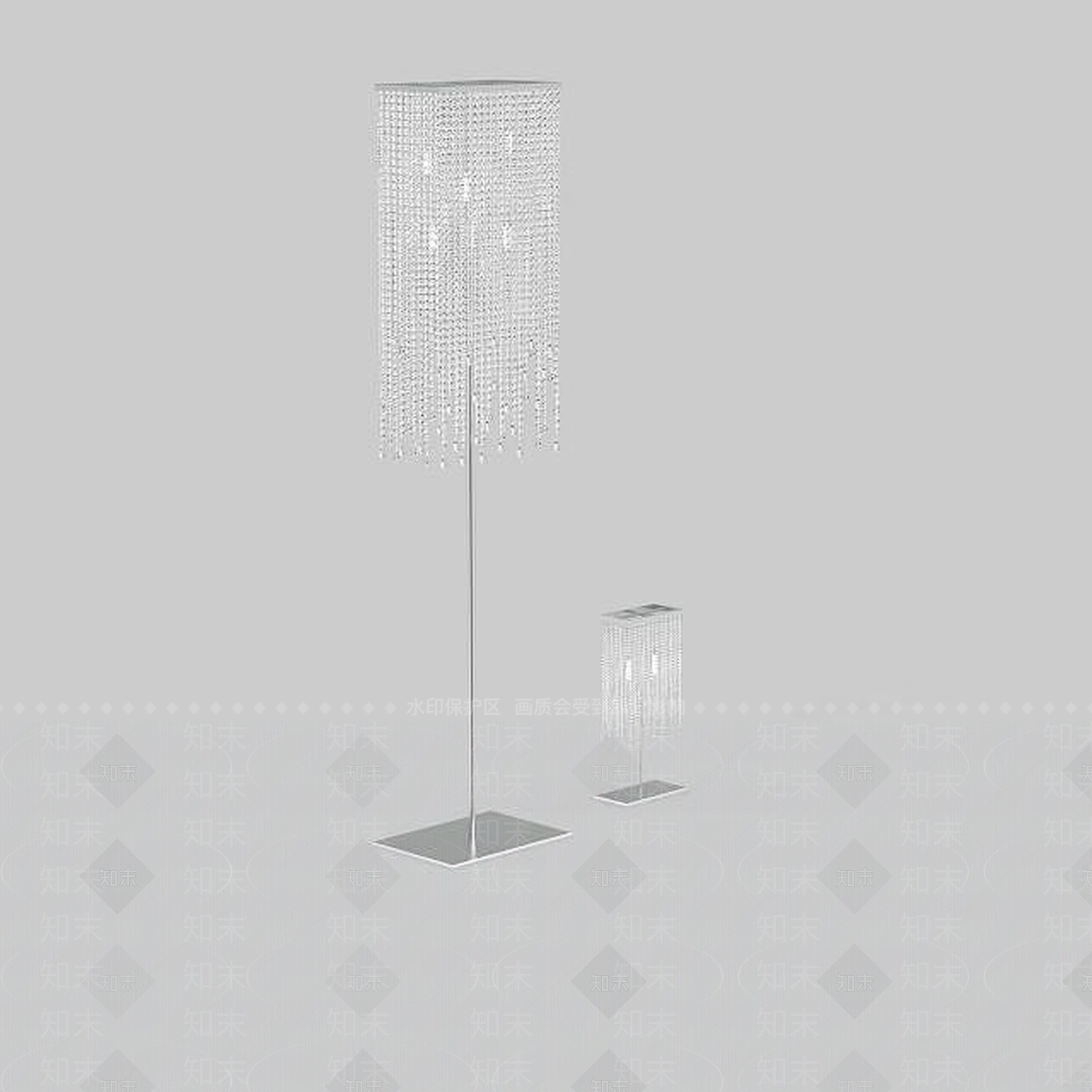 现代时尚水晶流苏落地灯3D模型下载【ID:1197541651】