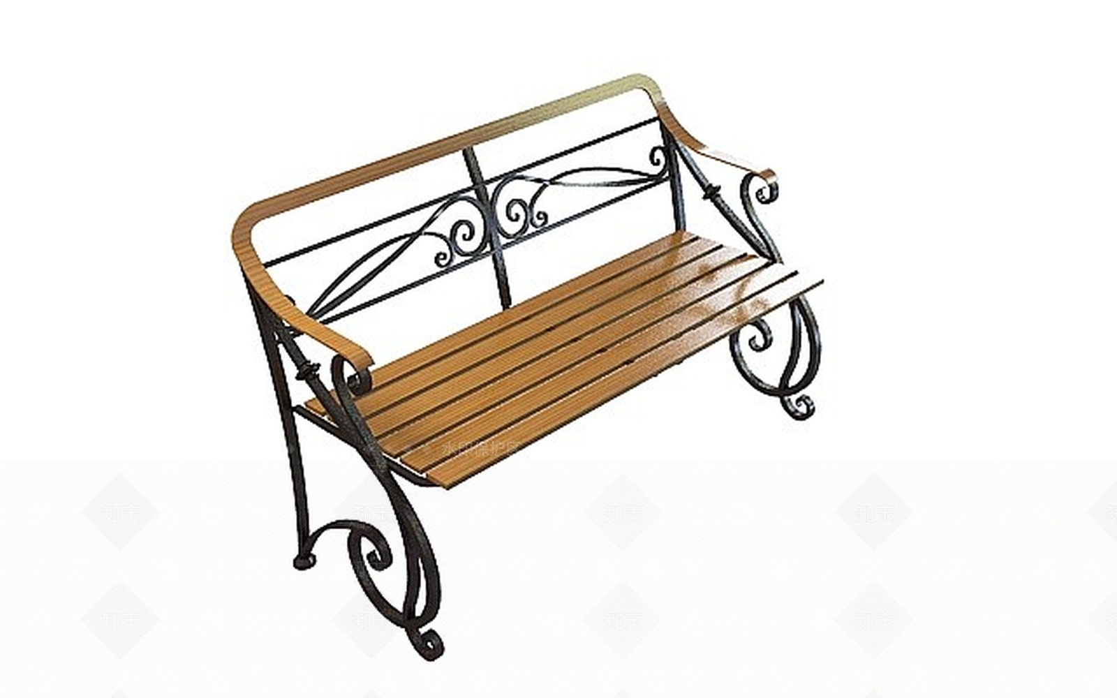 现代公园双人木椅子3D模型下载【ID:1197541896】