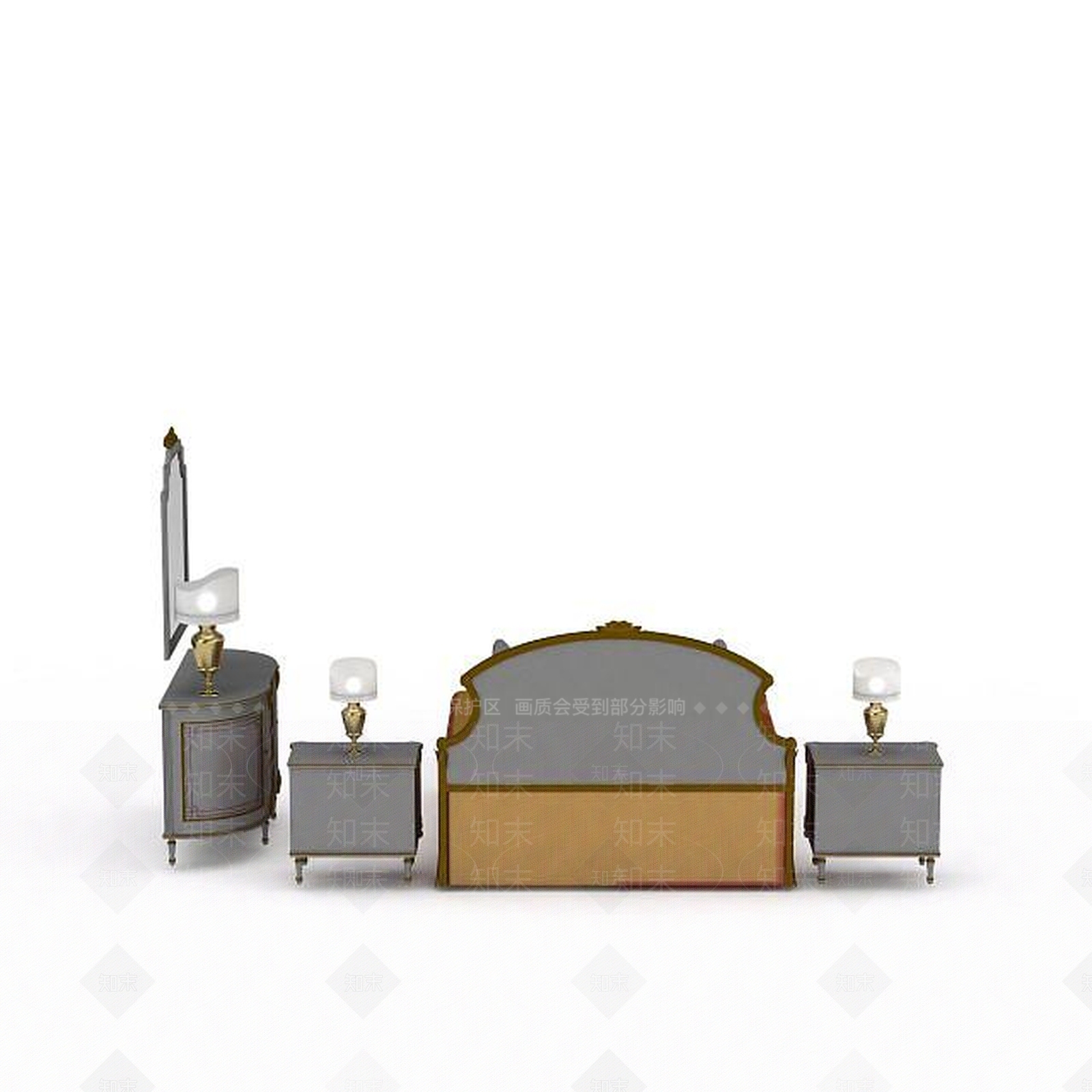现代卧室实木家具组合3D模型下载【ID:1197543364】