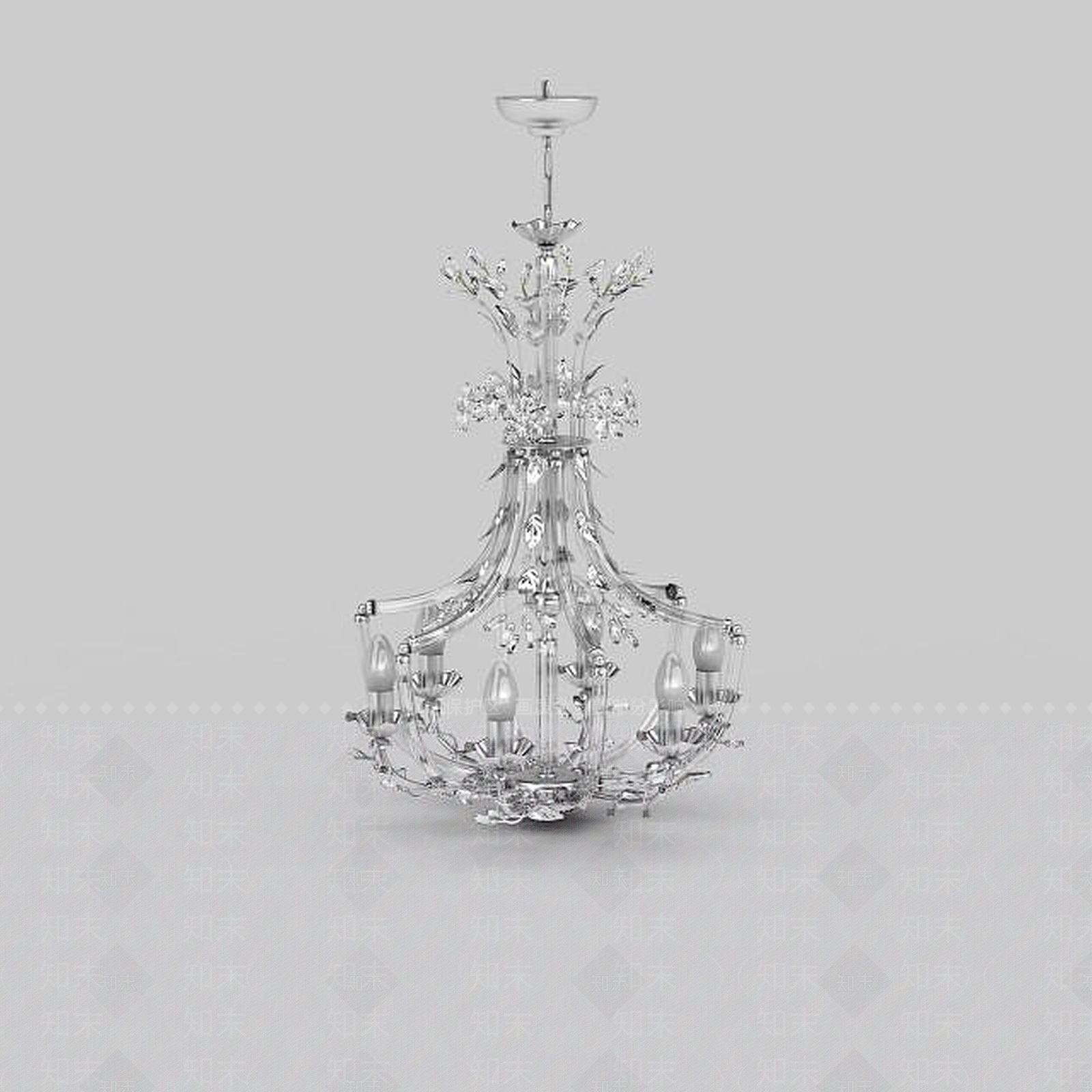 现代水晶装饰吊灯3D模型下载【ID:1197548750】