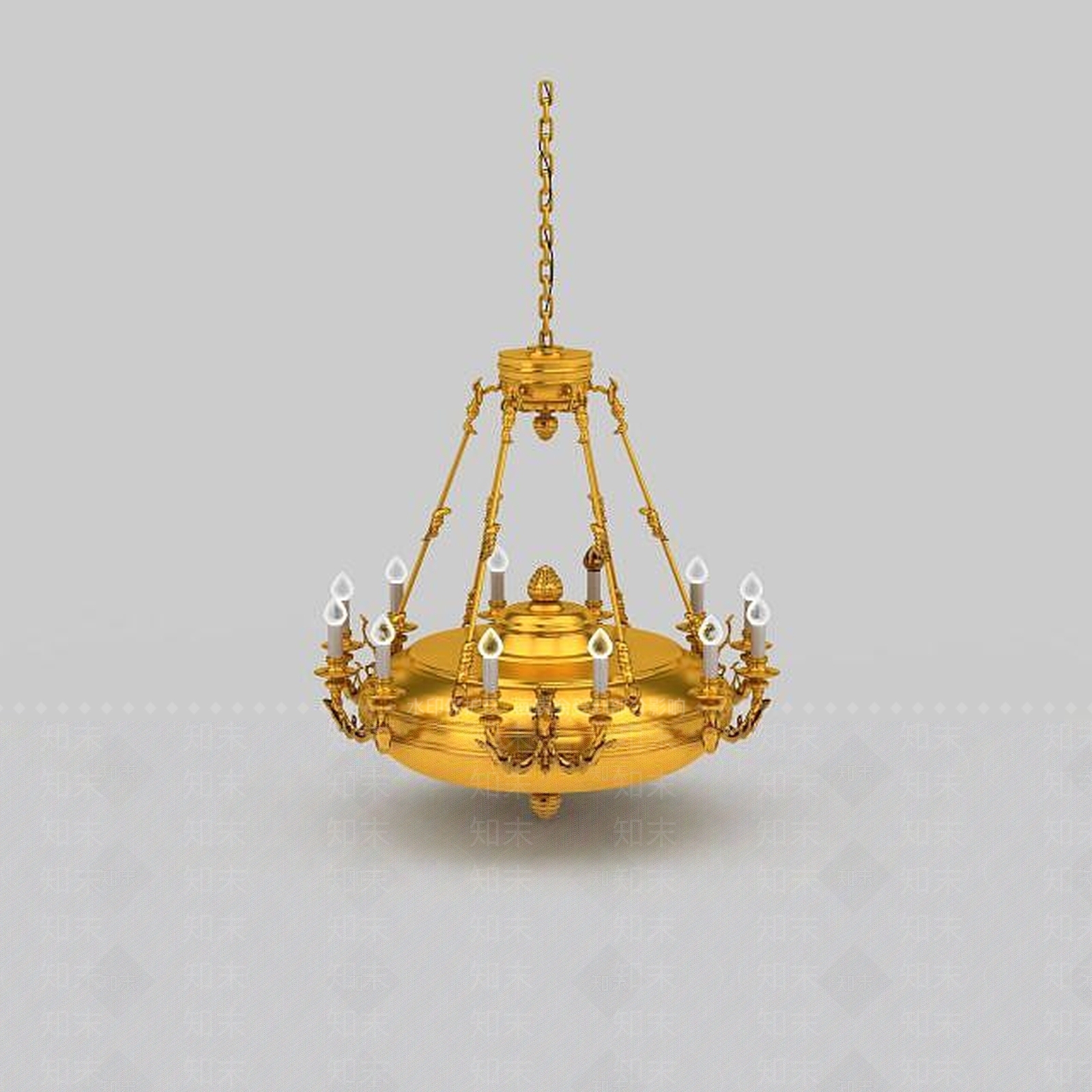 现代黄金蜡烛吊灯3D模型下载【ID:1197549112】