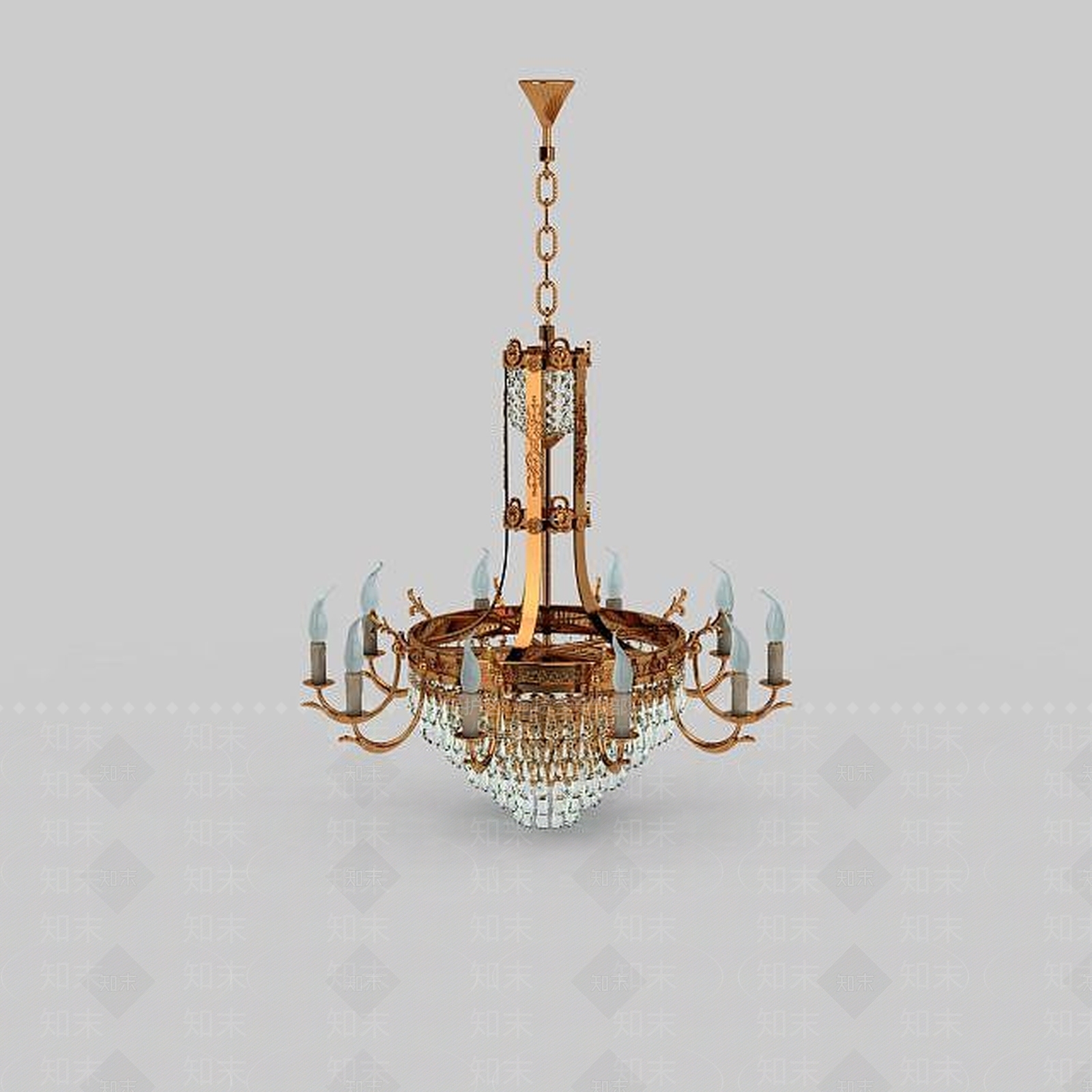 现代水晶蜡烛吊灯3D模型下载【ID:1197550385】