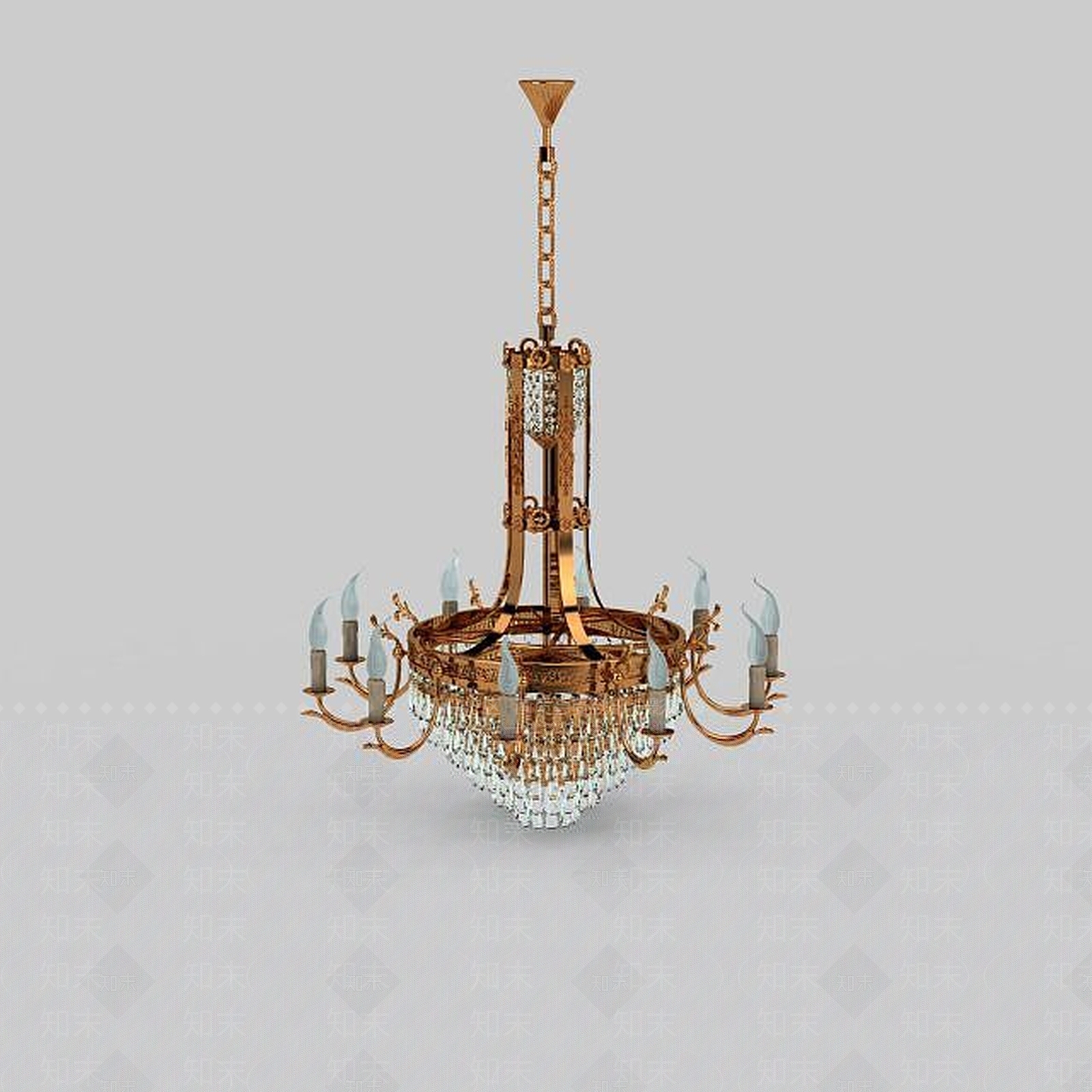 现代水晶蜡烛吊灯3D模型下载【ID:1197550385】