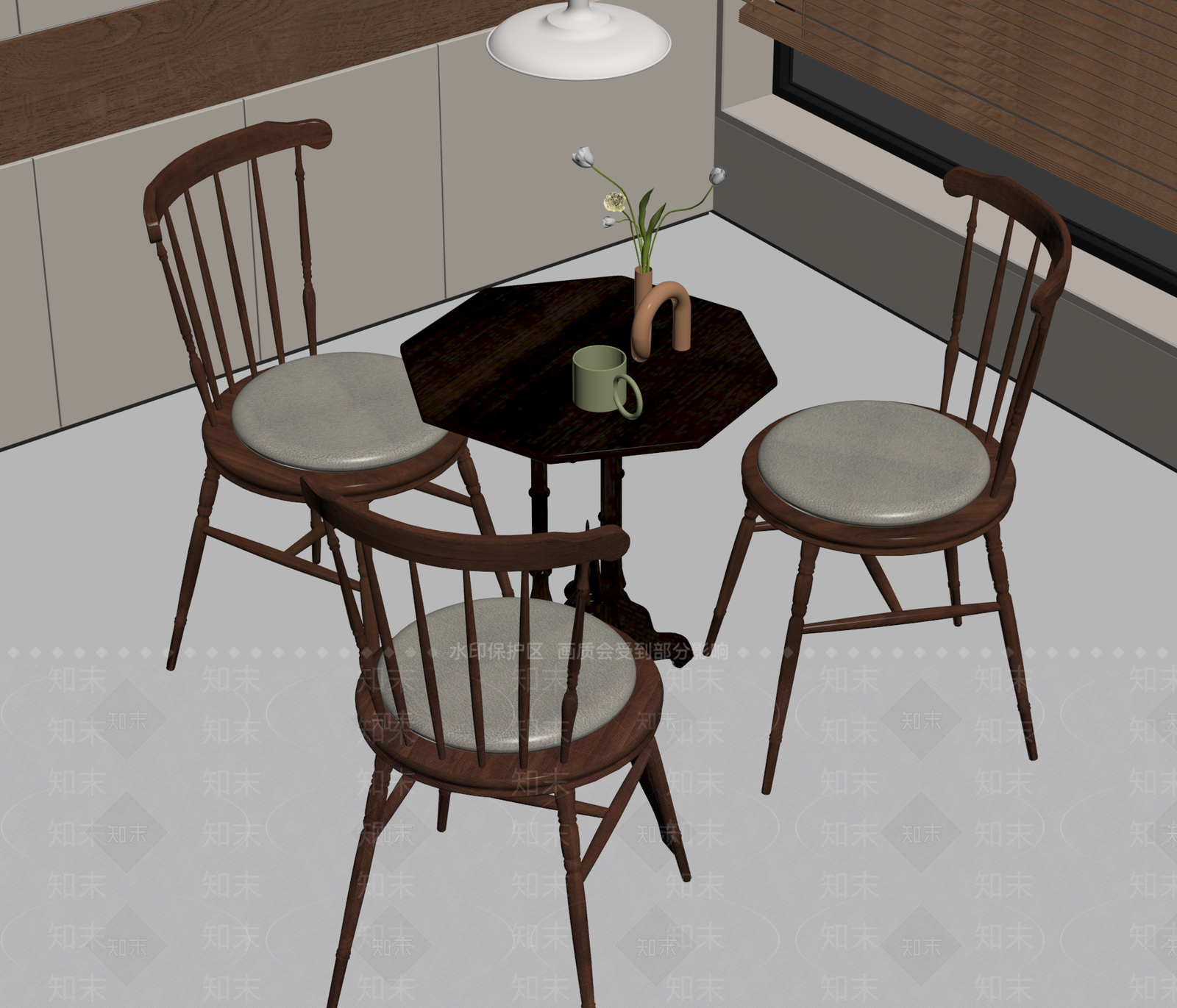 复古休闲桌椅SU模型下载【ID:1197550892】
