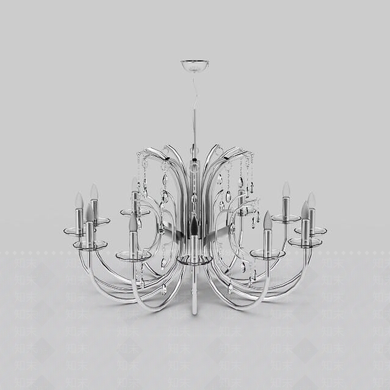 现代金属蜡烛吊灯3D模型下载【ID:1197550938】