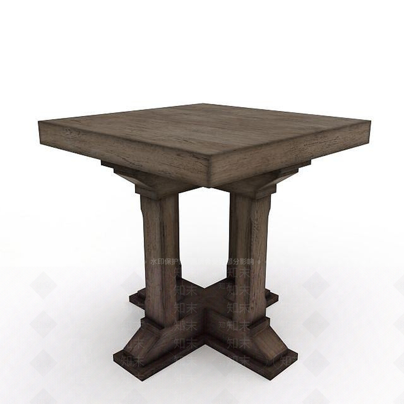 现代方形复古桌3D模型下载【ID:1197551764】