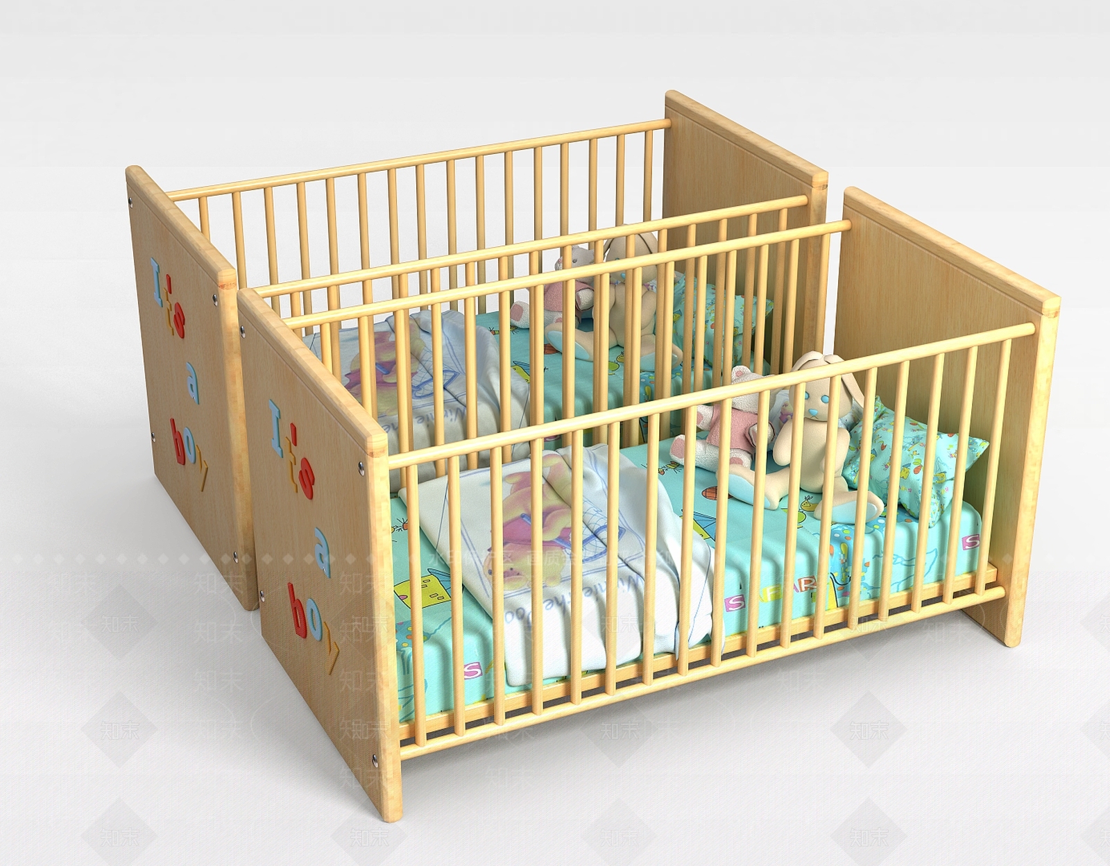 现代木质婴儿床3D模型下载【ID:1197554627】
