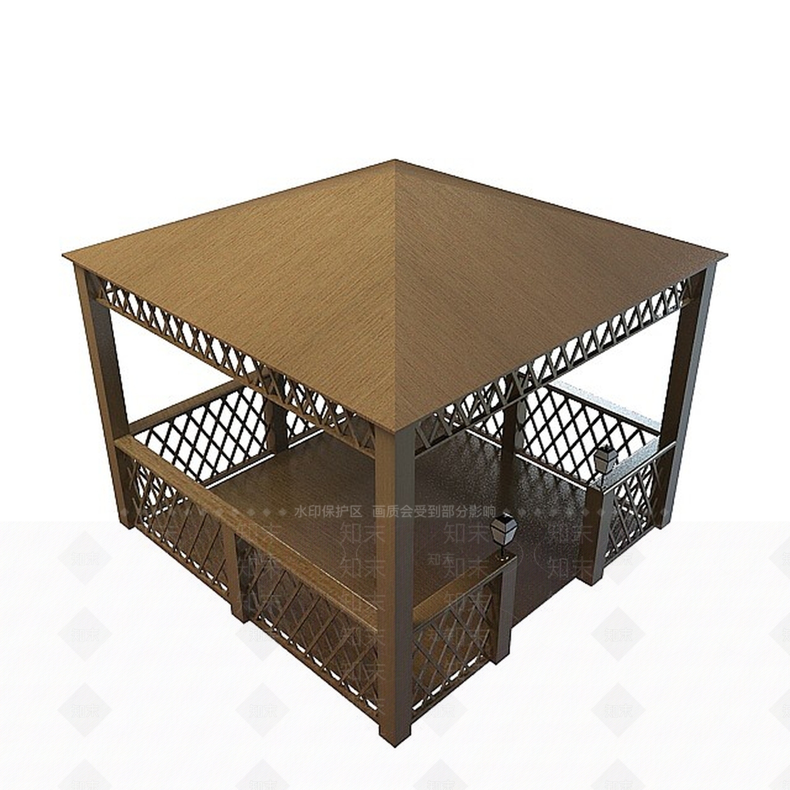 现代方形简易凉亭3D模型下载【ID:1197555593】
