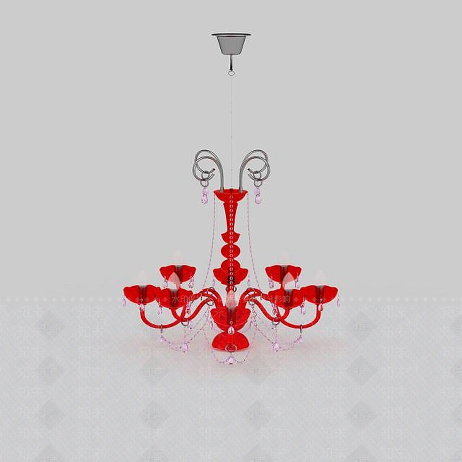 现代红色吊灯3D模型下载【ID:1197557296】