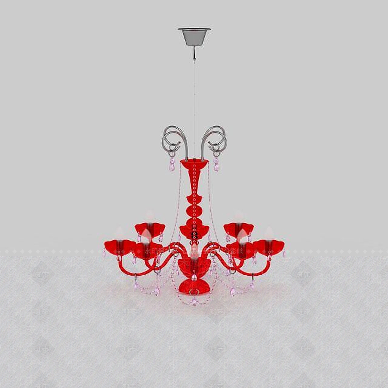 现代红色吊灯3D模型下载【ID:1197557296】