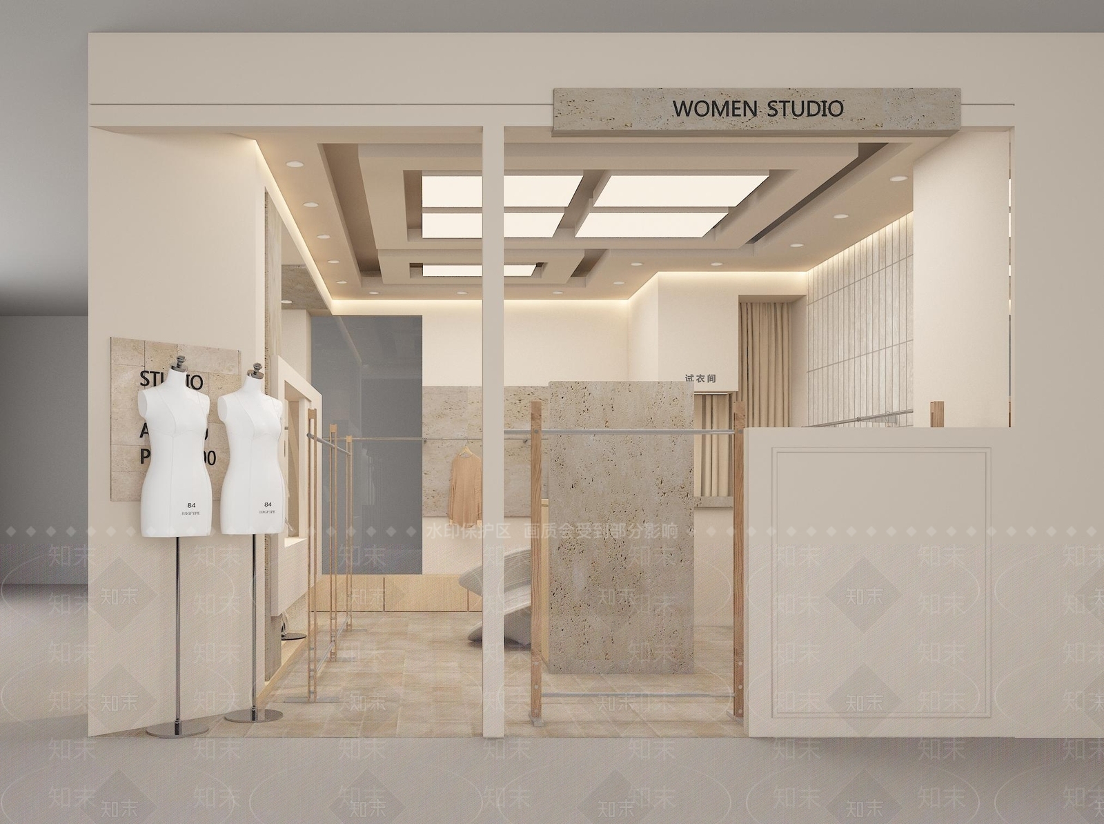 侘寂现代服装店3D模型下载【ID:1197559051】