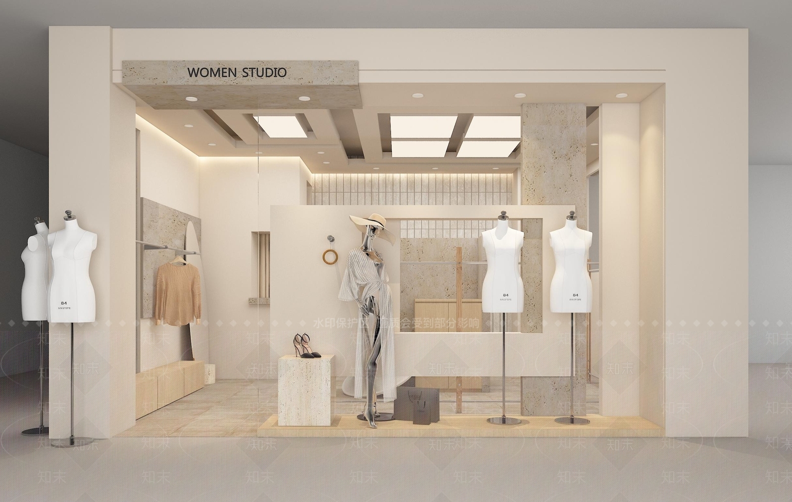 侘寂现代服装店3D模型下载【ID:1197559051】