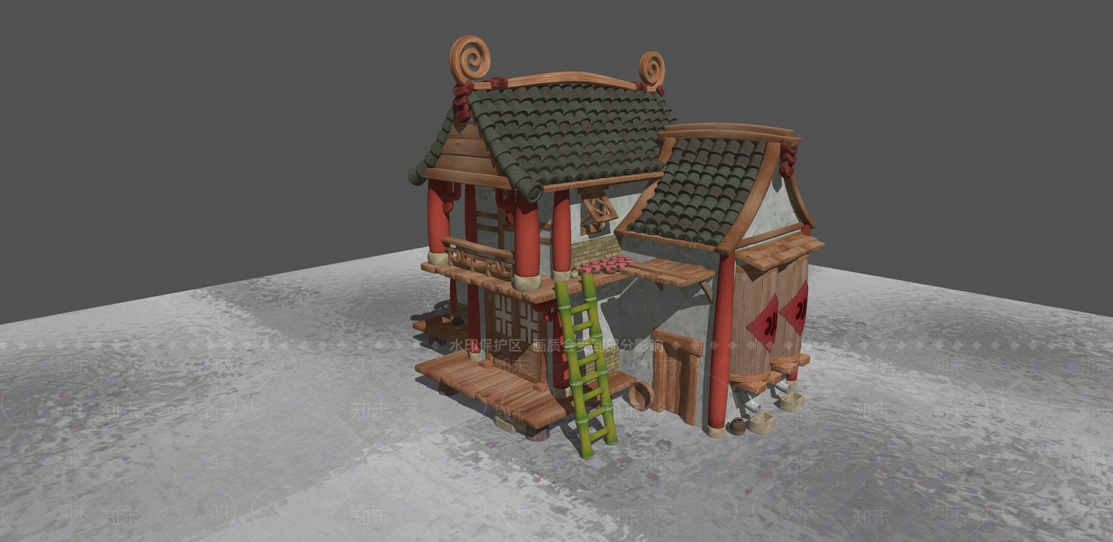 复古中式风格建筑SU模型下载【ID:1197559664】