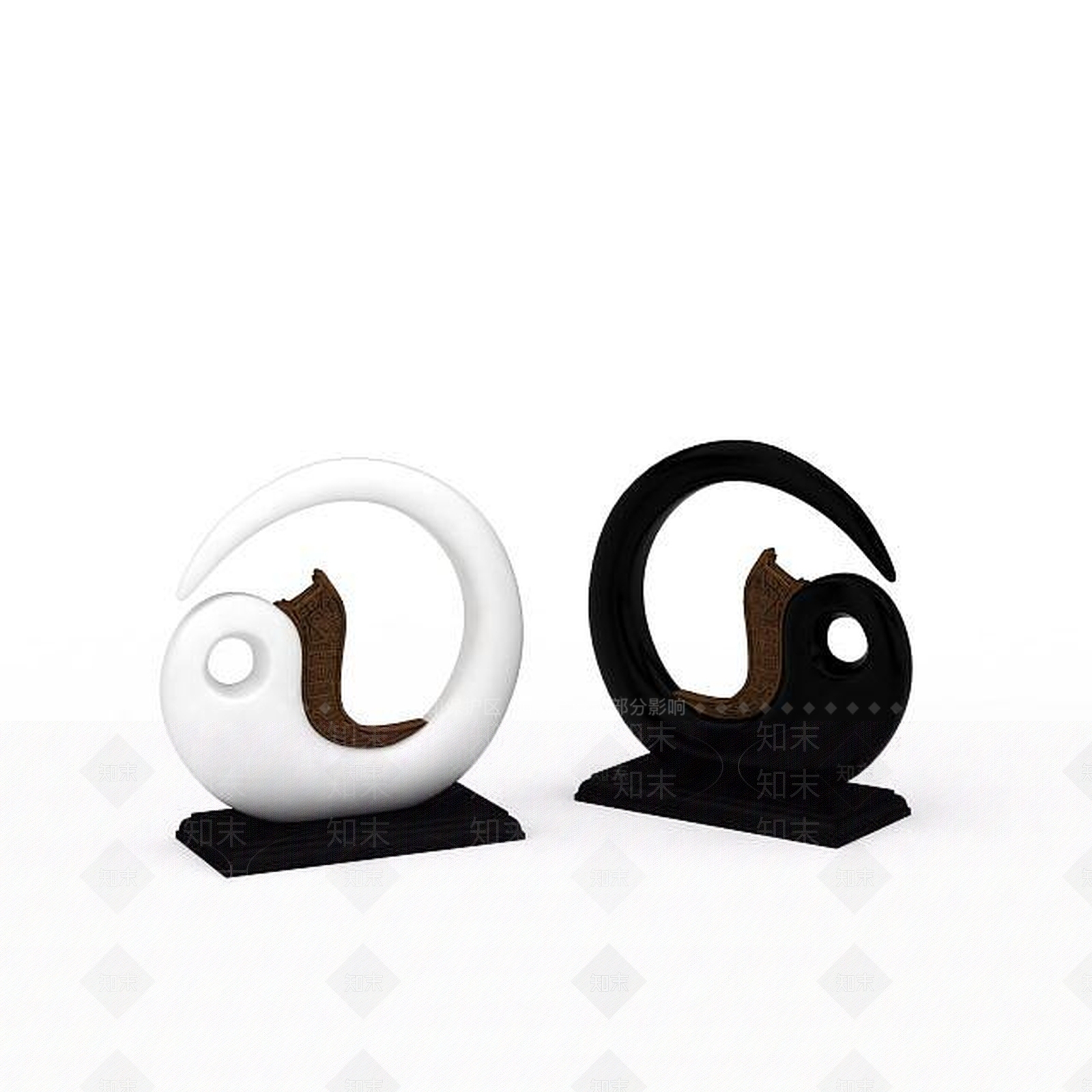 现代黑白猫饰品3D模型下载【ID:1197562093】