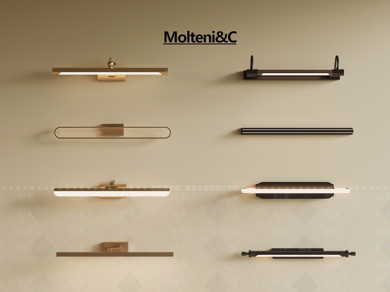 现代法式长条壁灯SU模型下载【ID:1197564396】