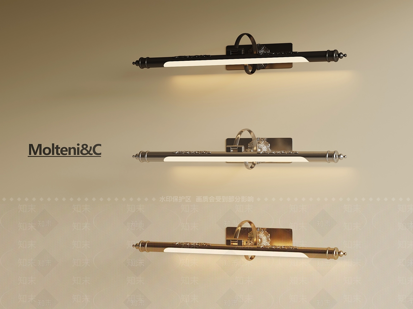 法式复古长条壁灯3D模型下载【ID:1197564876】