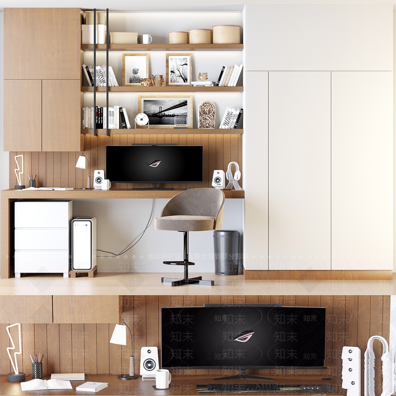 办公桌椅3D模型下载【ID:1197567392】