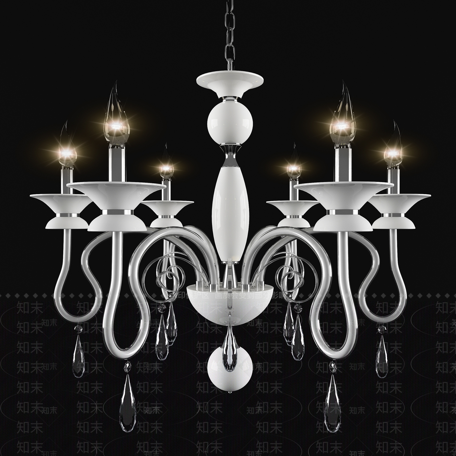 北欧法式卧室吊灯3D模型下载【ID:1197569107】