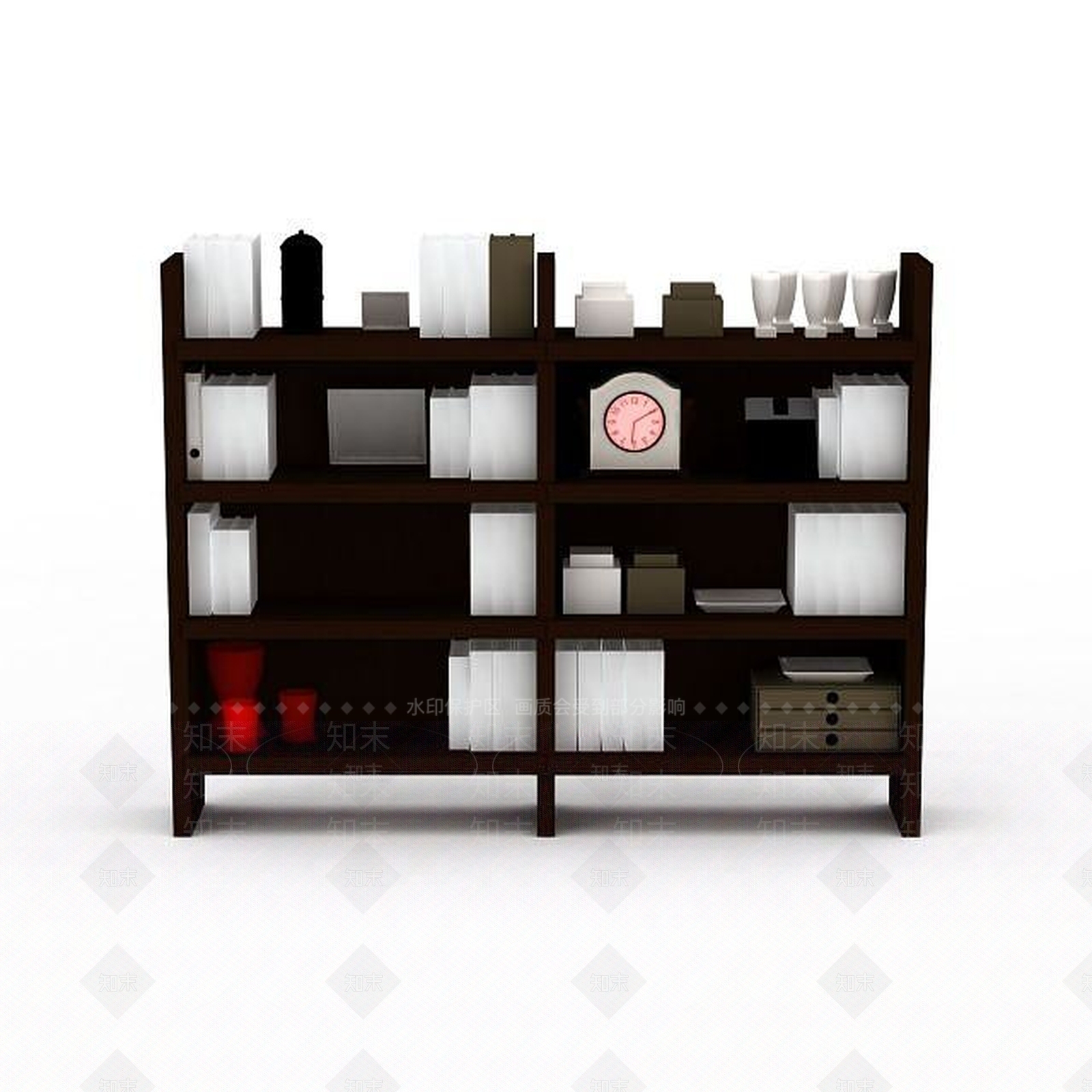 现代实木书柜3D模型下载【ID:1197571959】