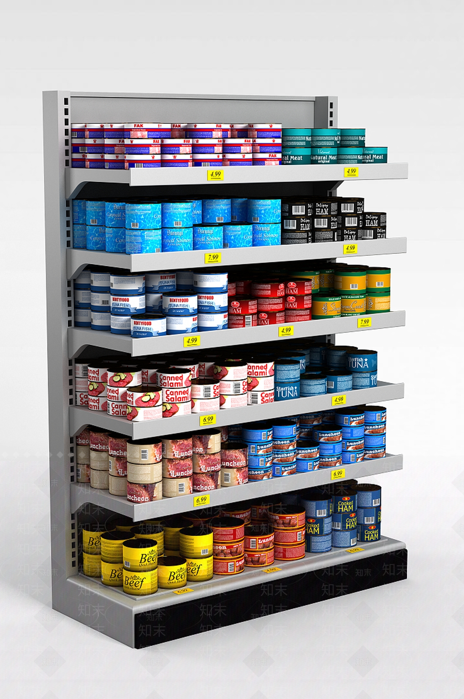 现代超市货物架3D模型下载【ID:1197573051】
