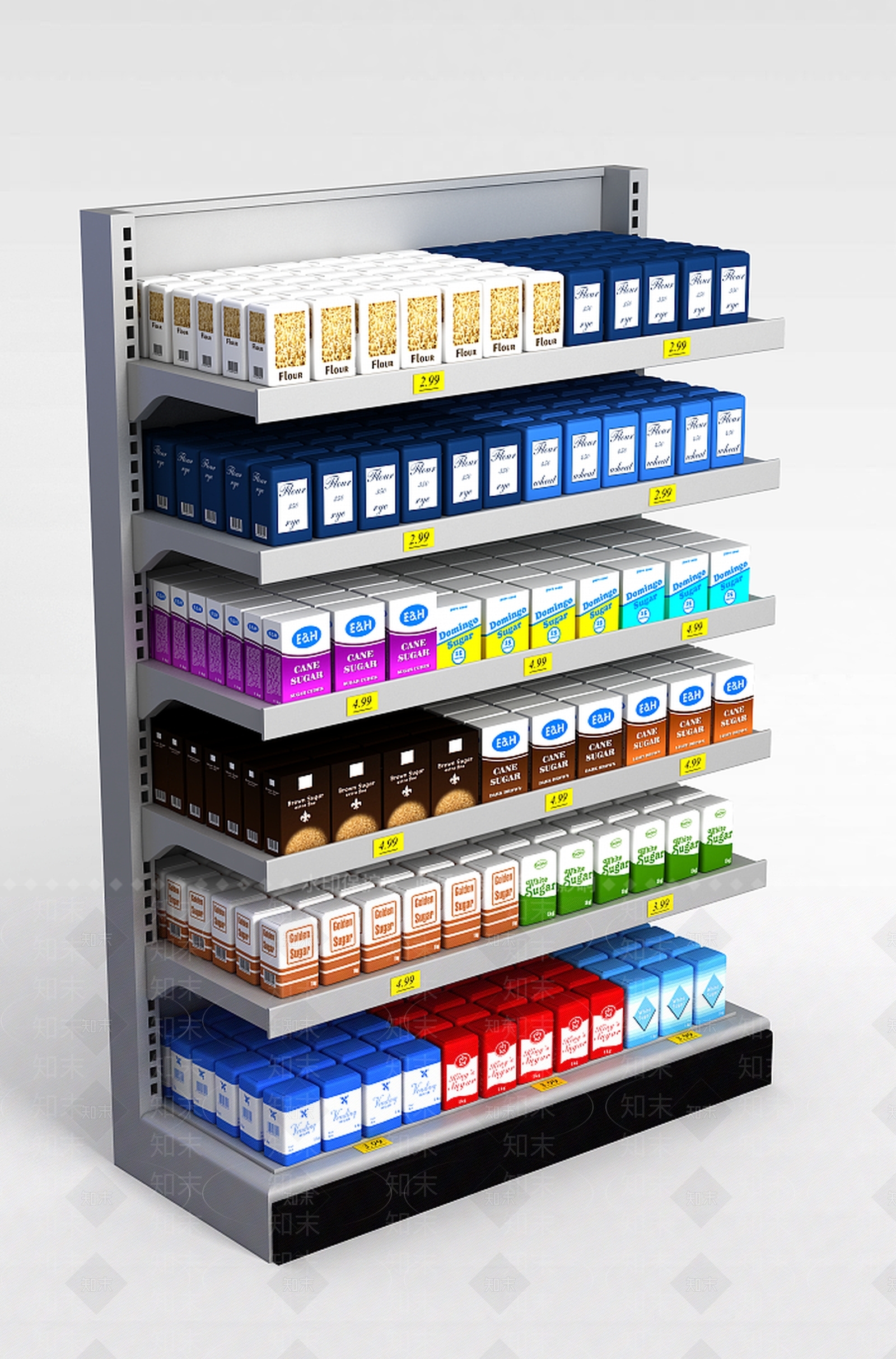 现代超市货架3D模型下载【ID:1197573009】