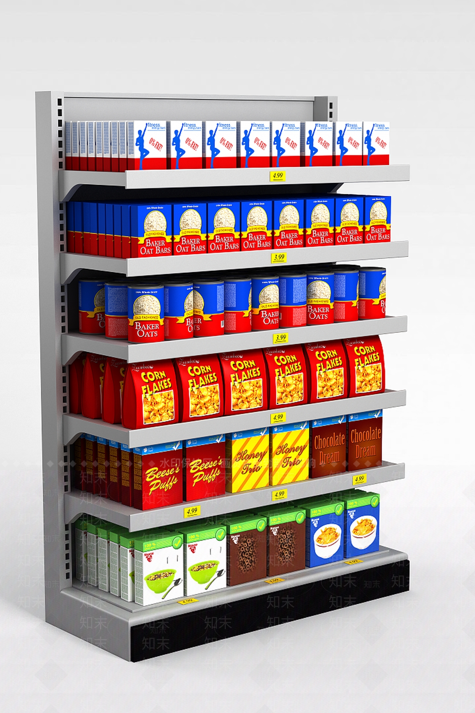 现代超市货架3D模型下载【ID:1197573186】