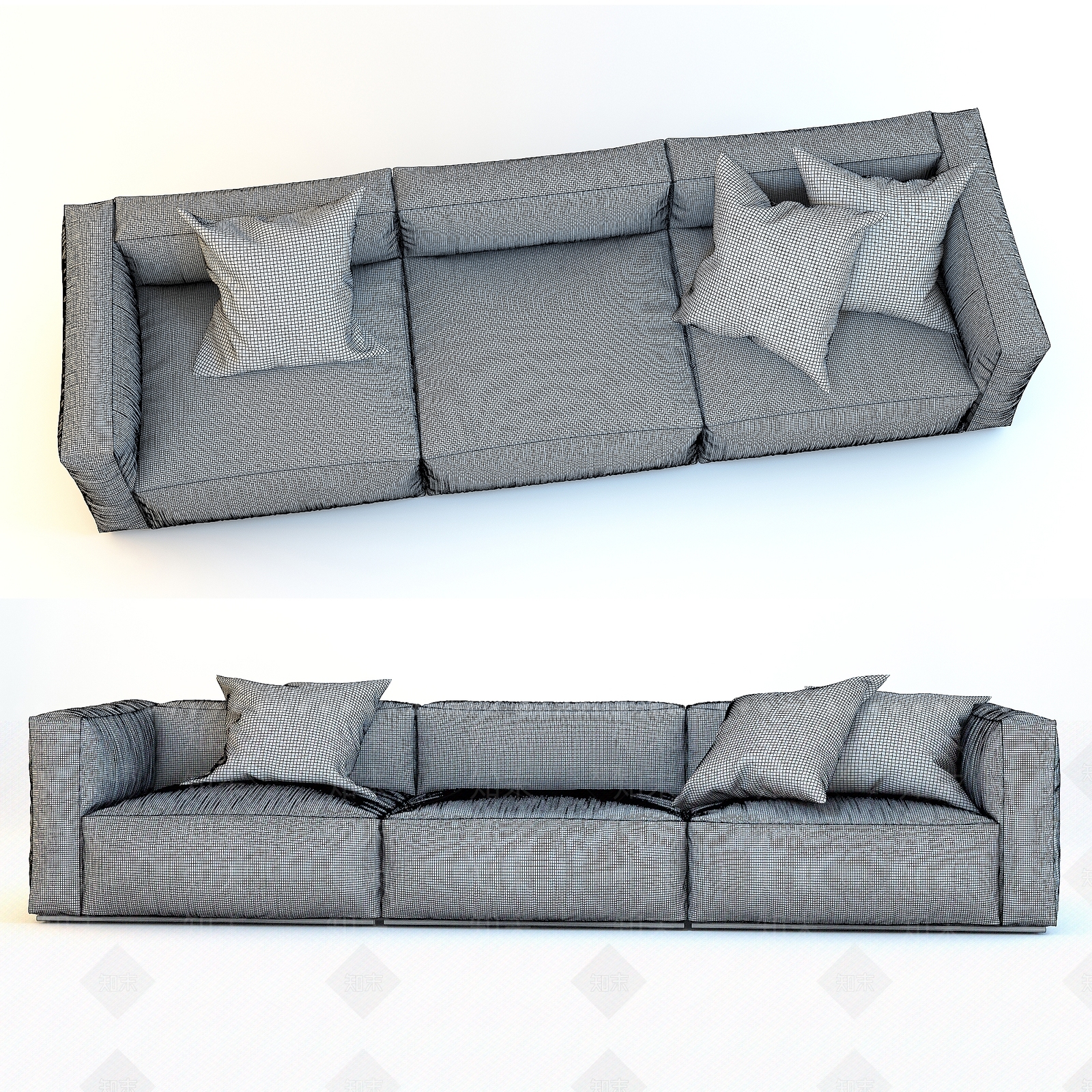 现代极简三人沙发3D模型下载【ID:1197577397】