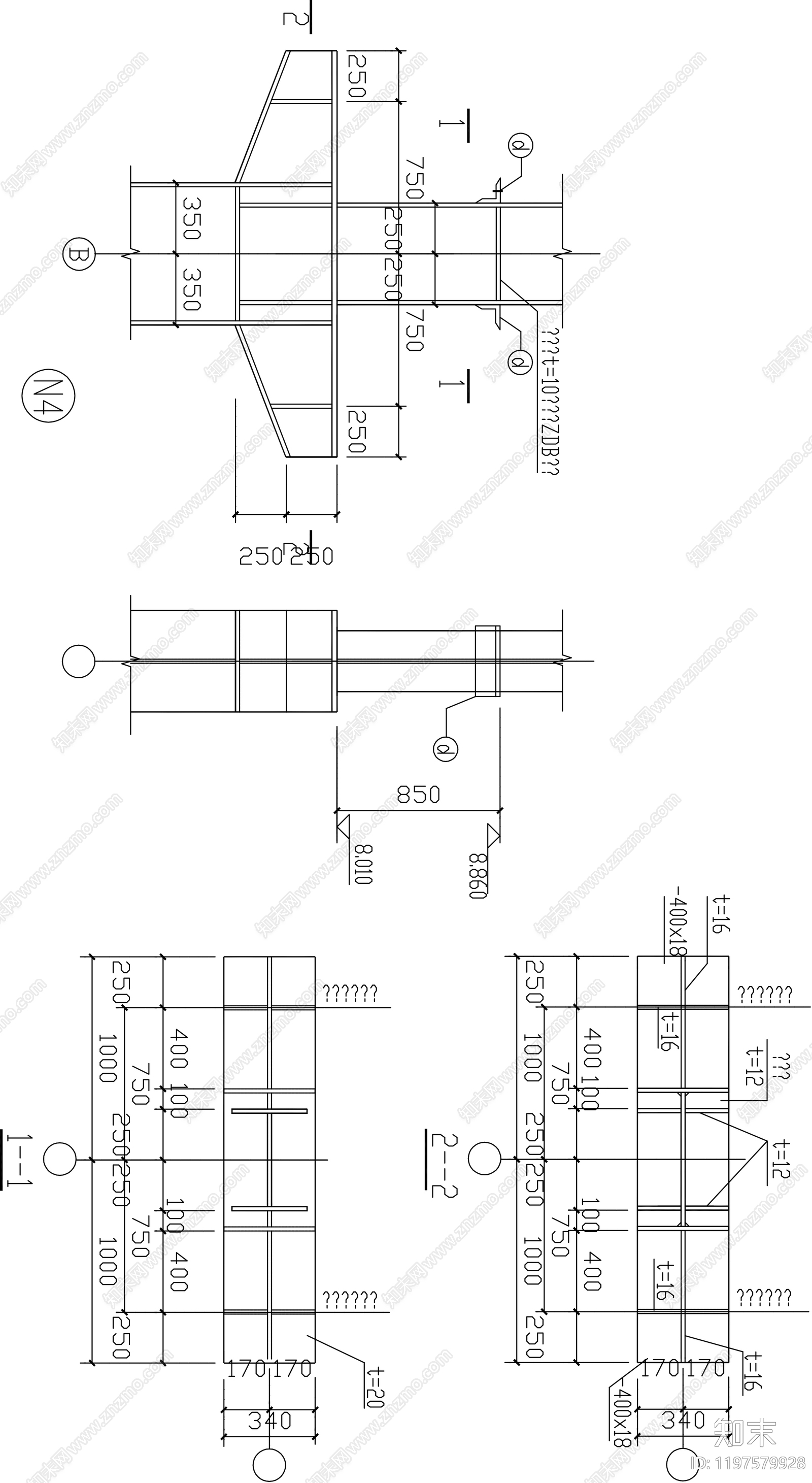 钢结构节点cad施工图下载【ID:1197579928】