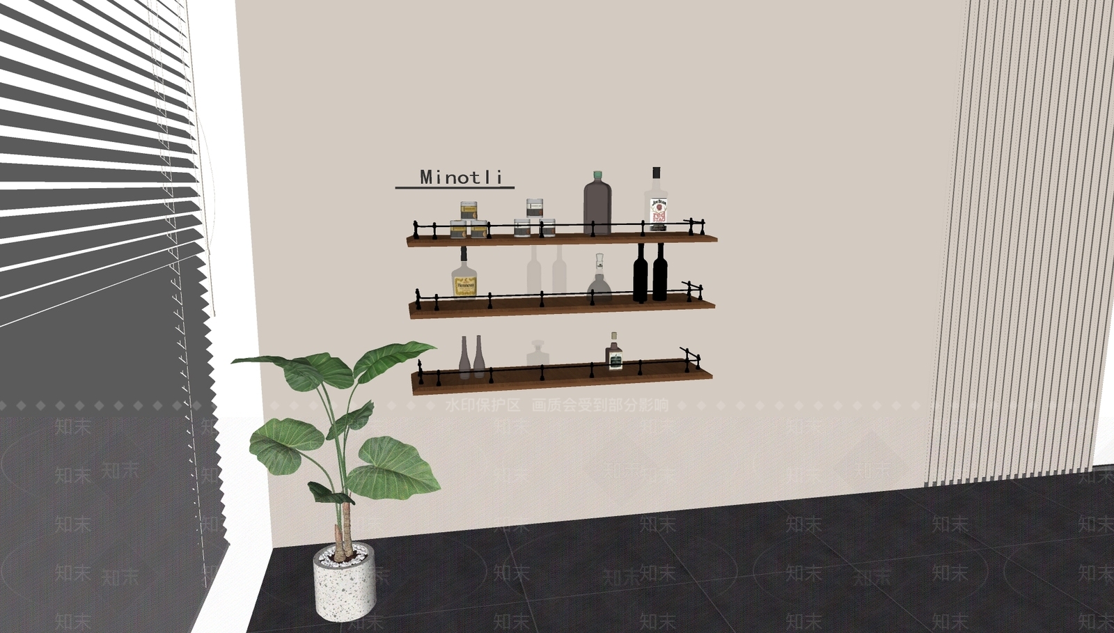 奶油酒架SU模型下载【ID:1197582337】