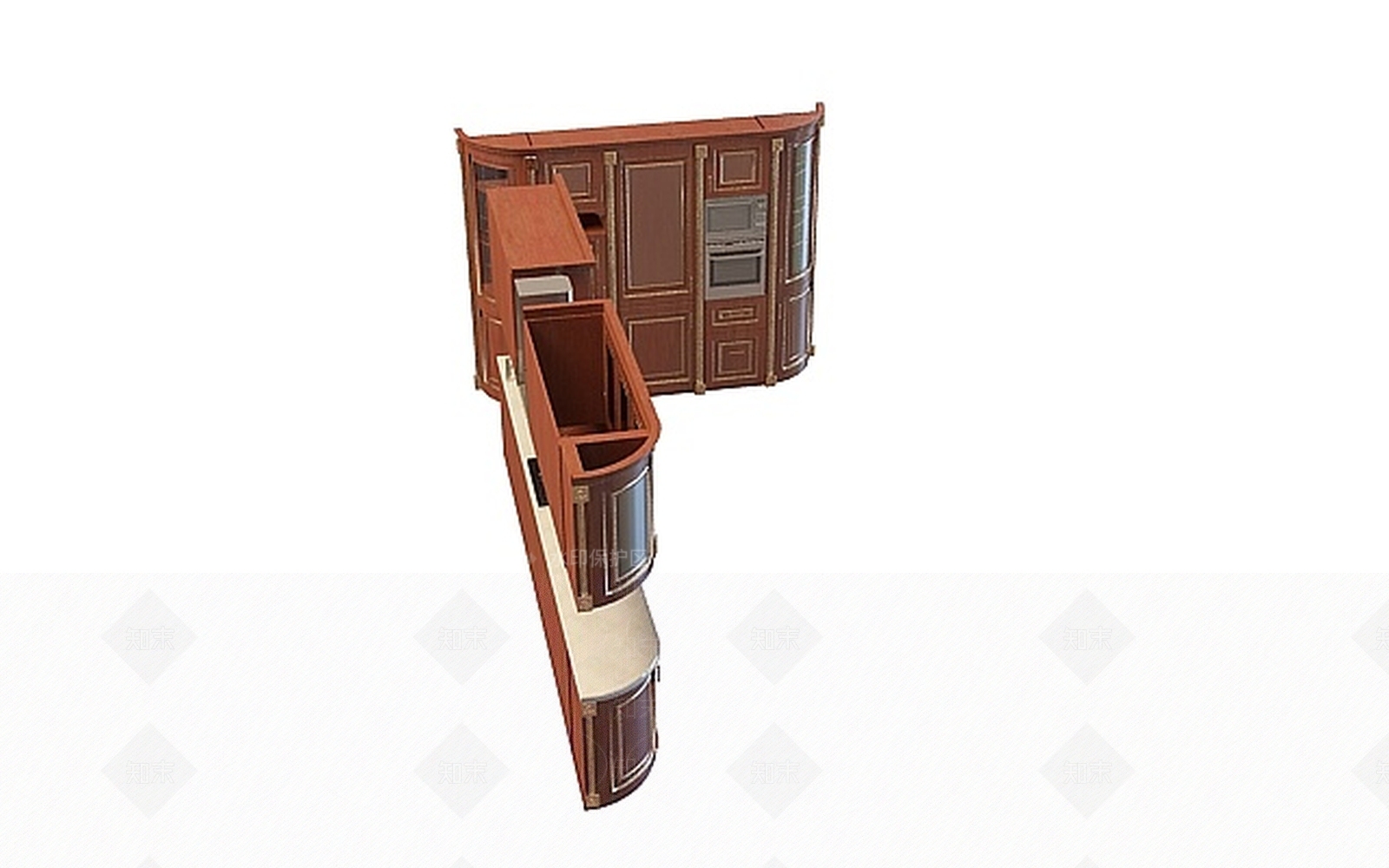 中式整体橱柜3D模型下载【ID:1197584467】