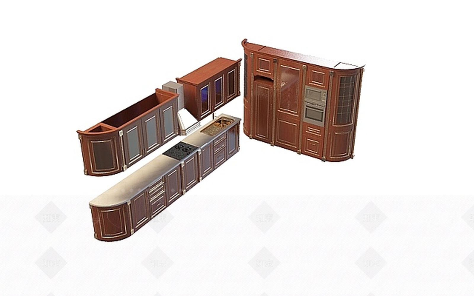 中式整体橱柜3D模型下载【ID:1197584467】