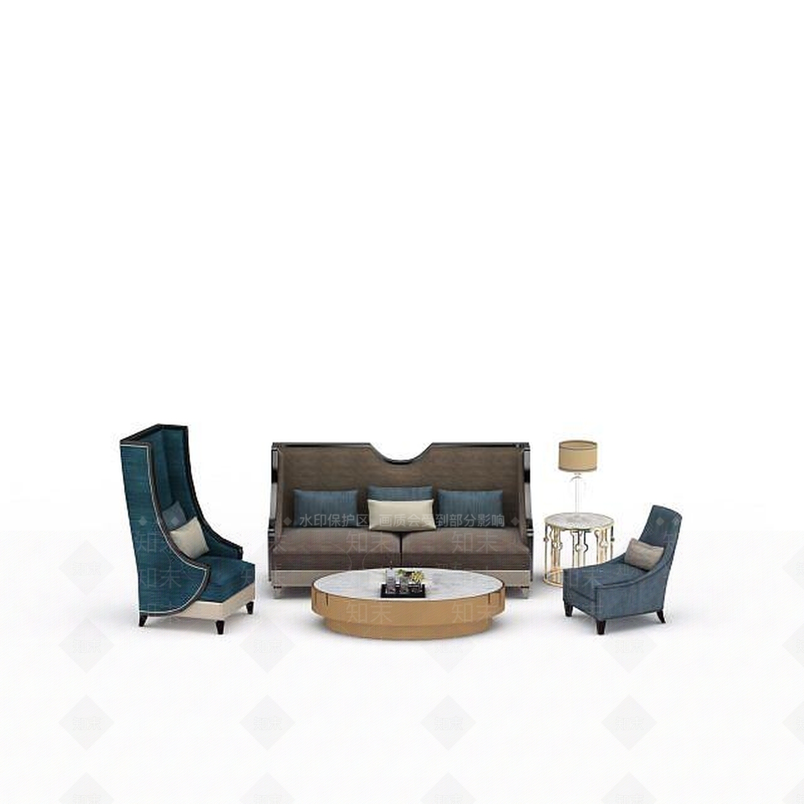 现代风格客厅沙发组合3D模型下载【ID:1197585042】