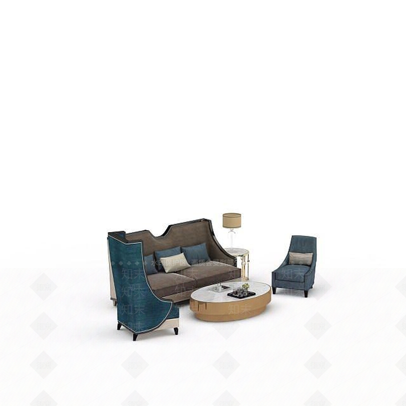 现代风格客厅沙发组合3D模型下载【ID:1197585042】