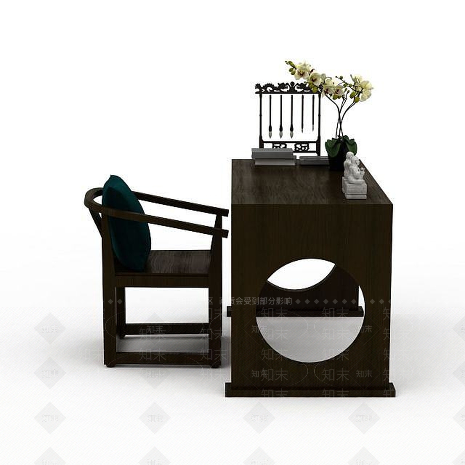 现代办公室实木桌椅3D模型下载【ID:1197585306】