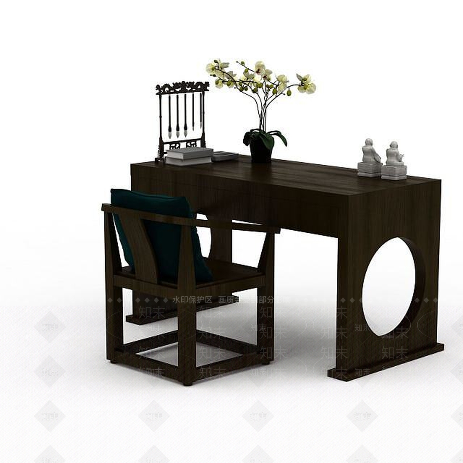 现代办公室实木桌椅3D模型下载【ID:1197585306】
