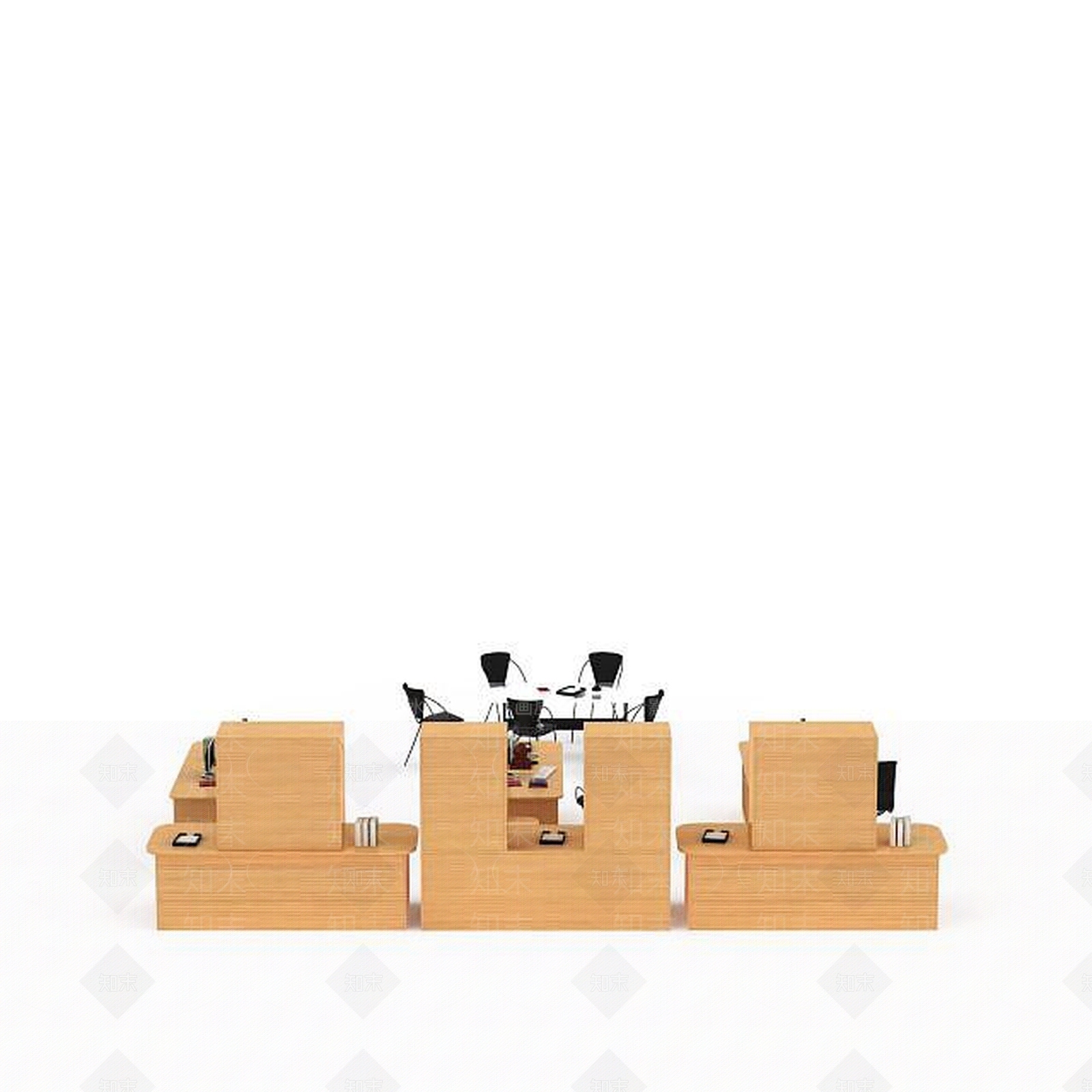 现代办公室实木桌椅3D模型下载【ID:1197585538】