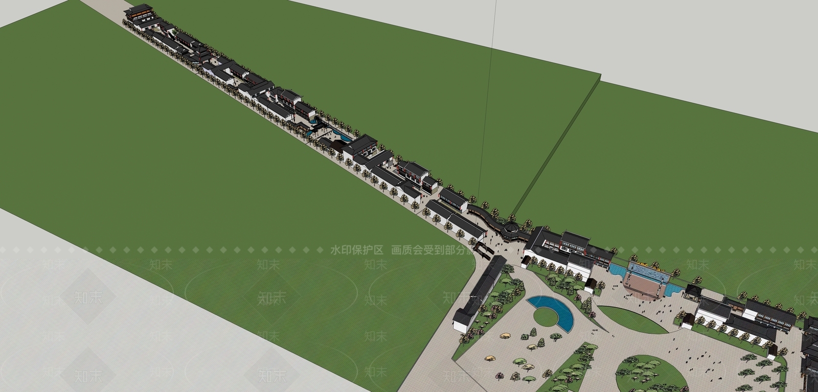 中式商业街SU模型下载【ID:1197586650】