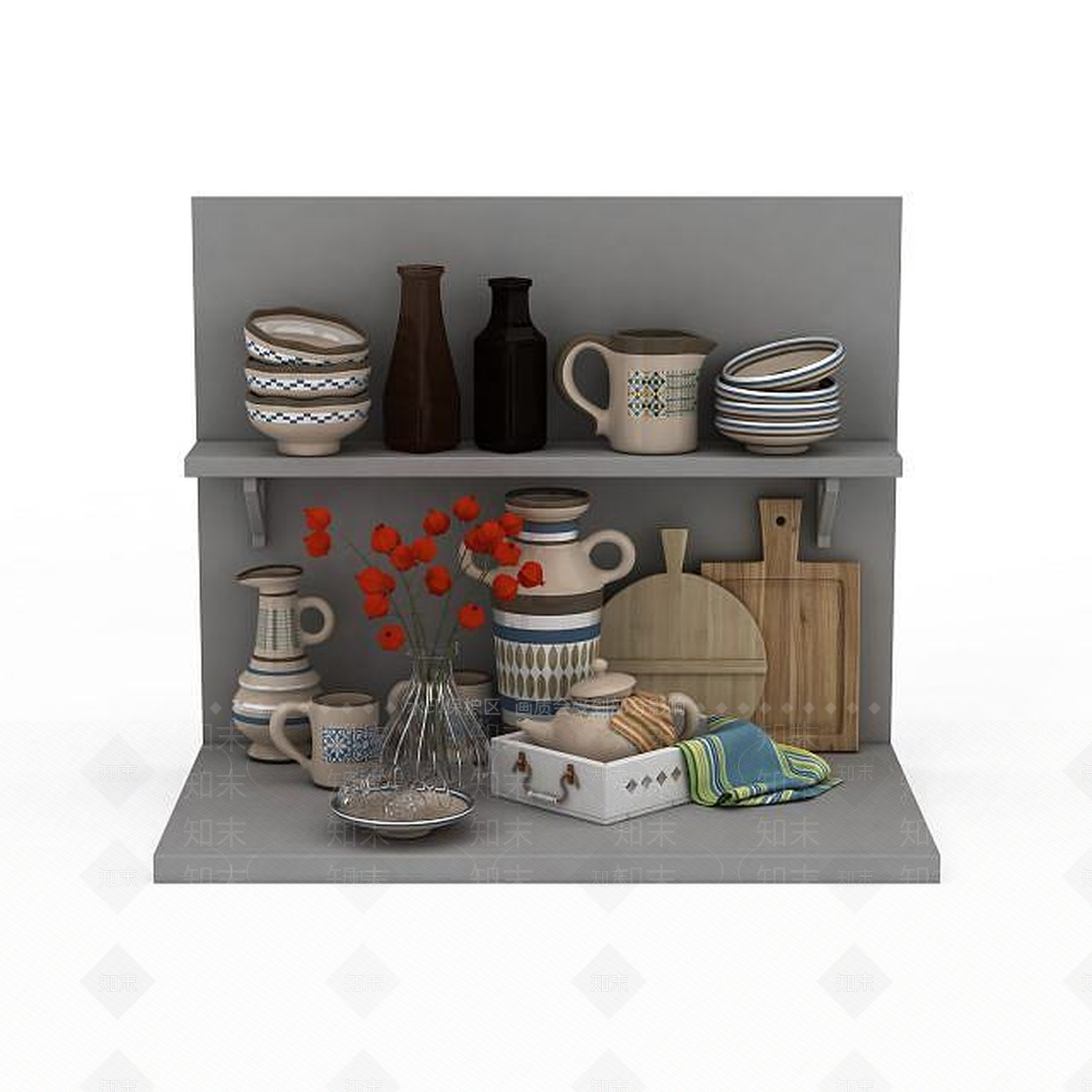 现代厨房用具3D模型下载【ID:1197585947】