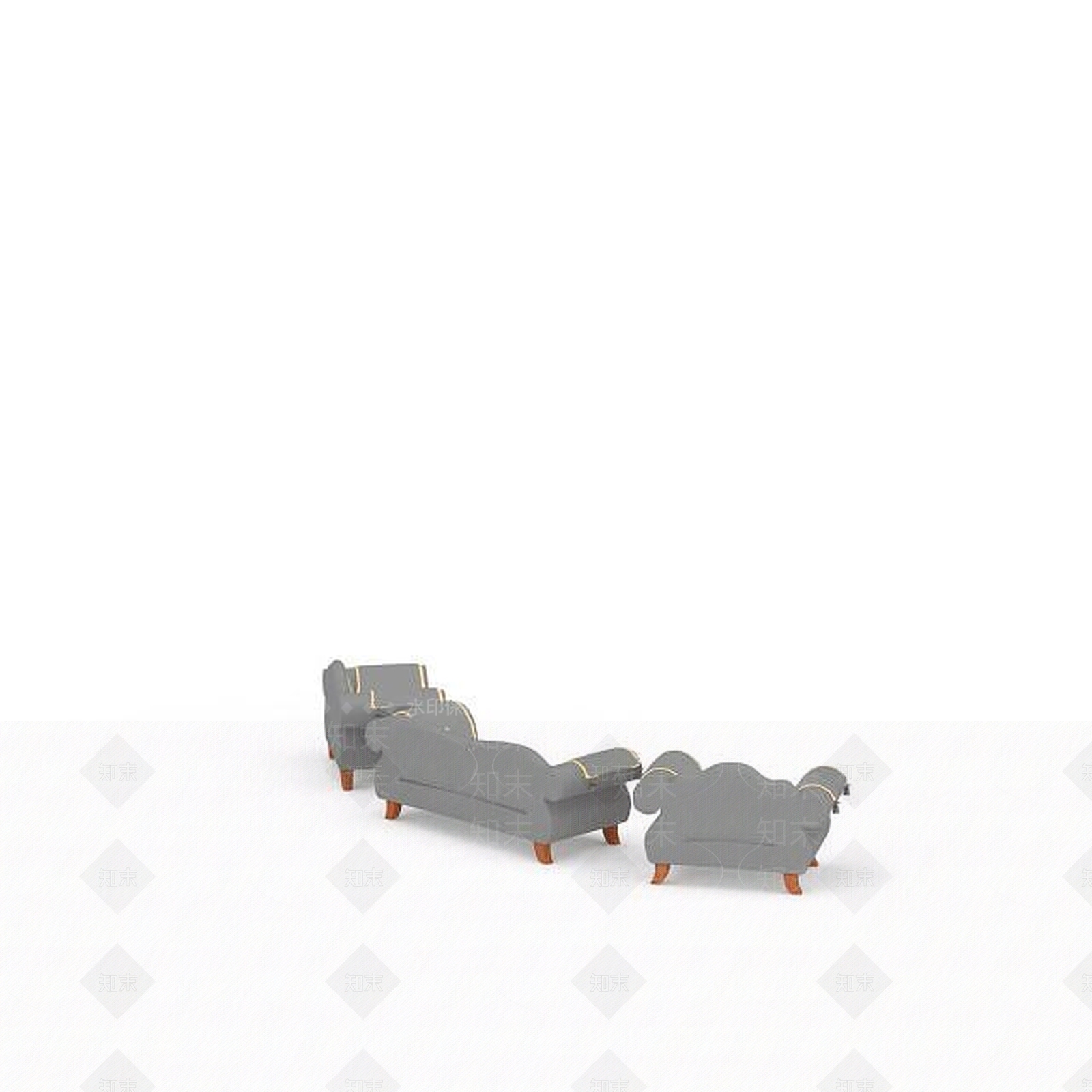 现代灰色软包沙发3D模型下载【ID:1197585989】