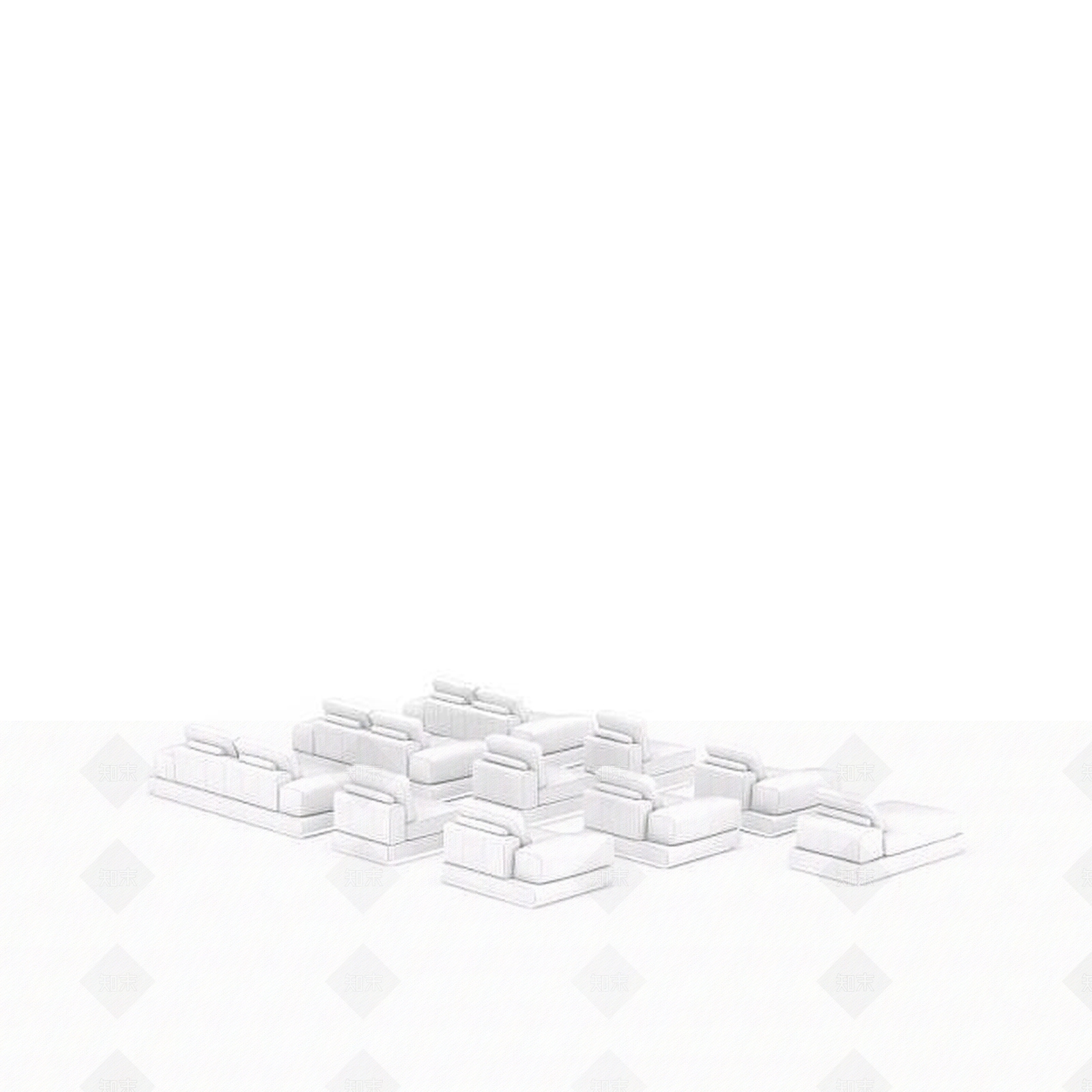 现代纯白色布艺沙发3D模型下载【ID:1197586589】