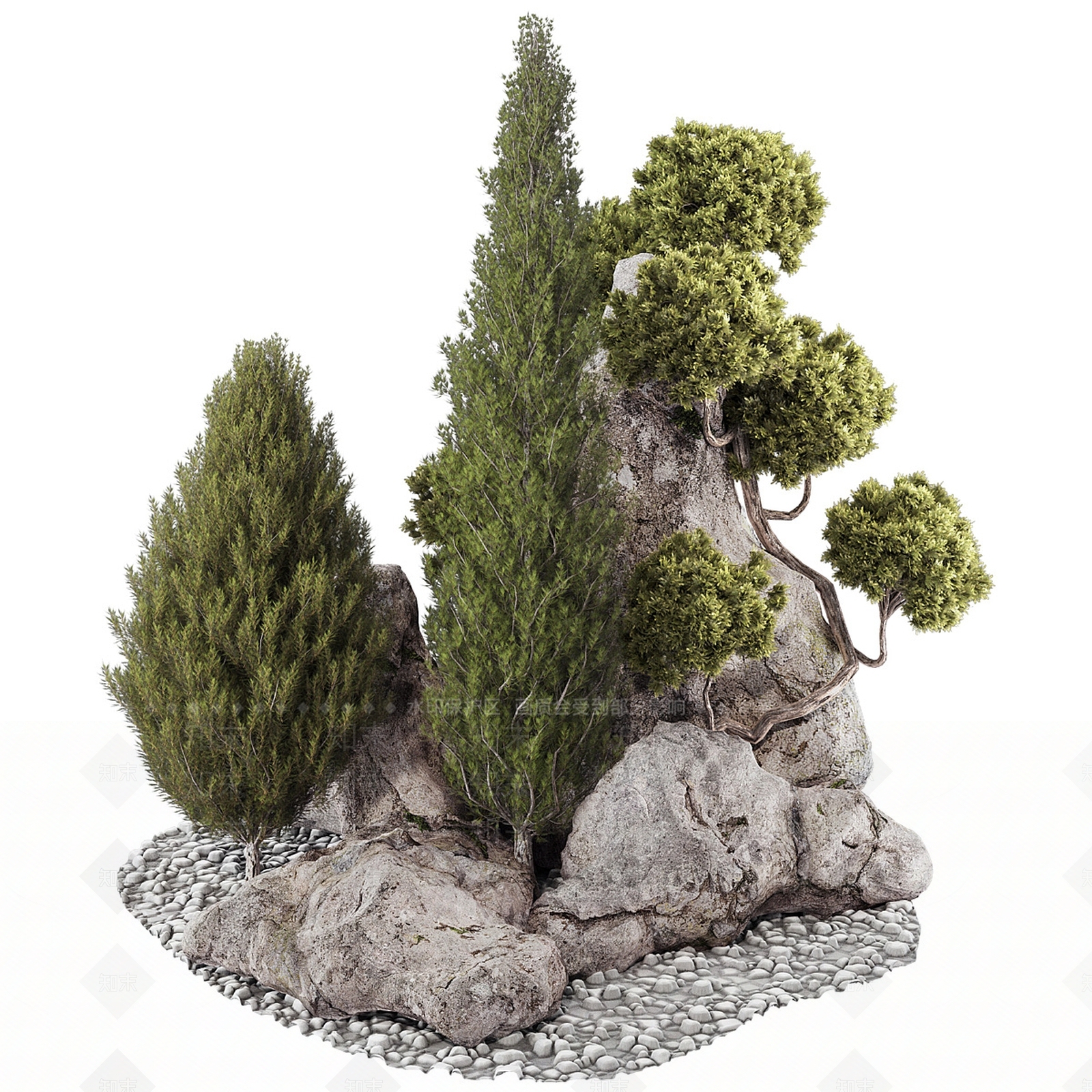 新中式现代石头3D模型下载【ID:1197587528】